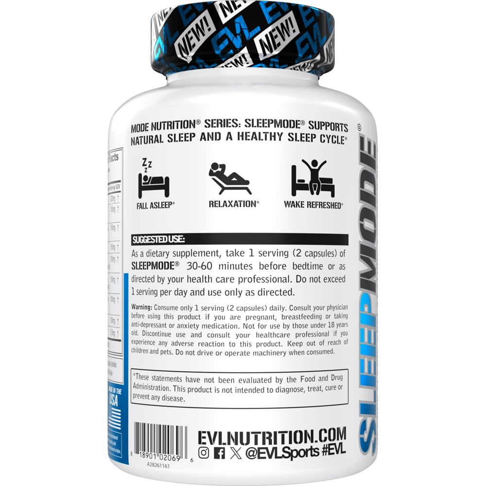 Evlution Nutrition Herbal Complex Sleep Supplements for Adults Gentle Sleep Support Adult Melatonin Pills with Valerian L-Tryptophan Lemon Balm and More - Restful Calm Capsules - 30 Servings — Amazon image 3