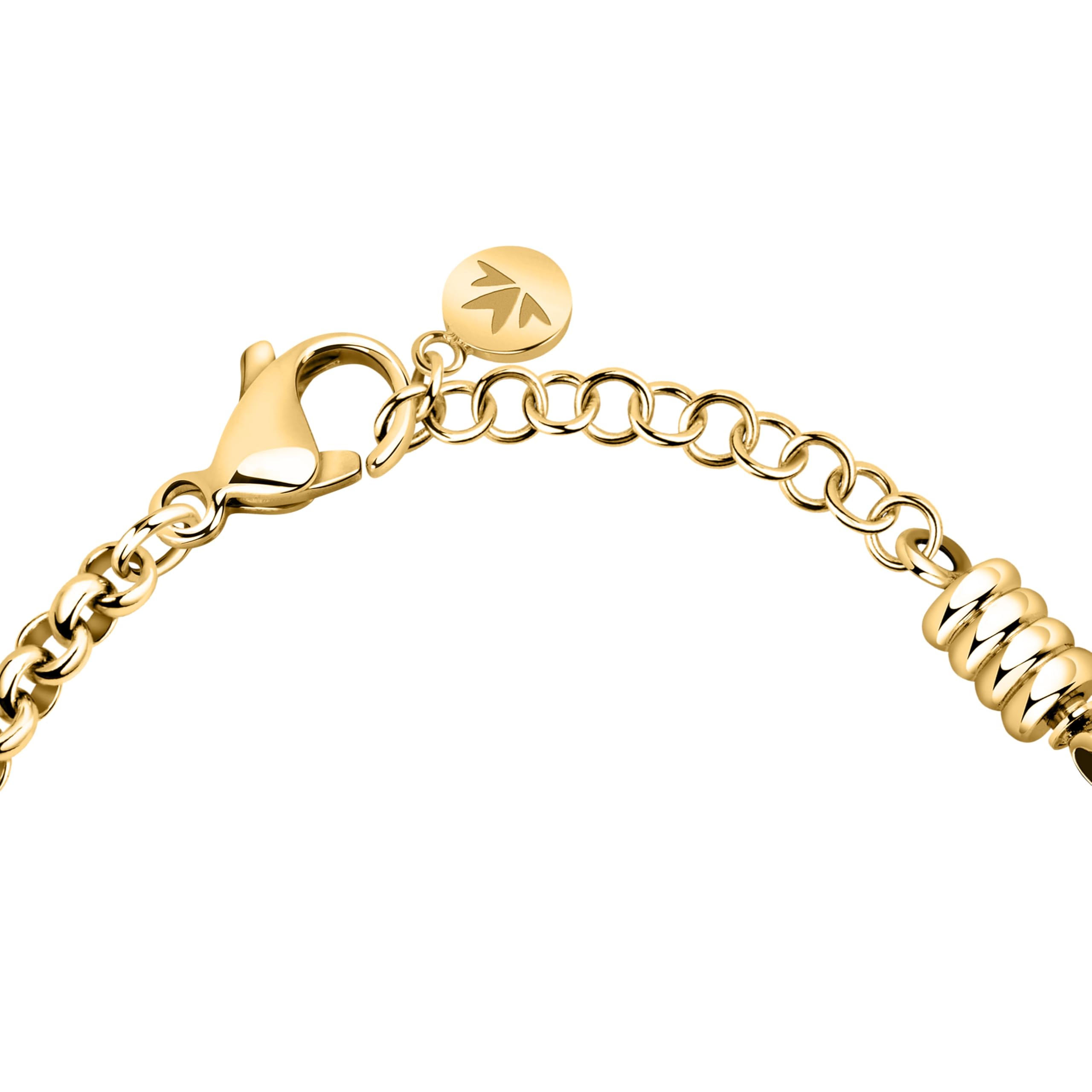 Morellato Drops Bracciale da Donna Pendente | Acciaio, color Dorato, Cristalli, Misura 16 + 3 cm, Cuore, SCZ1461