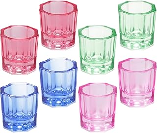 FOMIYES 8 Pçs Copos De Prato Dappen De Vidro Copo De Cristal Vidraria Acrílico Pó Líquido Prato Dappen Pó De Unha E Suporte Líquido Tigela De Vidro Recipiente Líquido Frasco Para Arte De