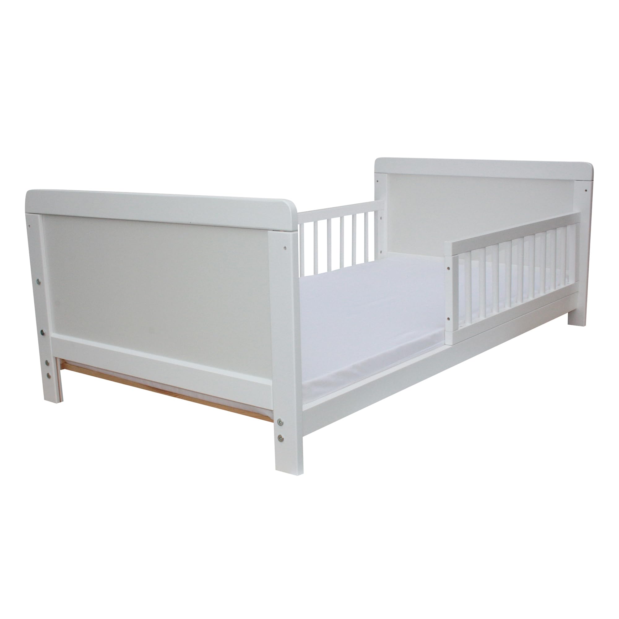 Kinderbett Juniorbett Beistellbett Wiege 140 x 70cm 4in1 mit Matratze weiß