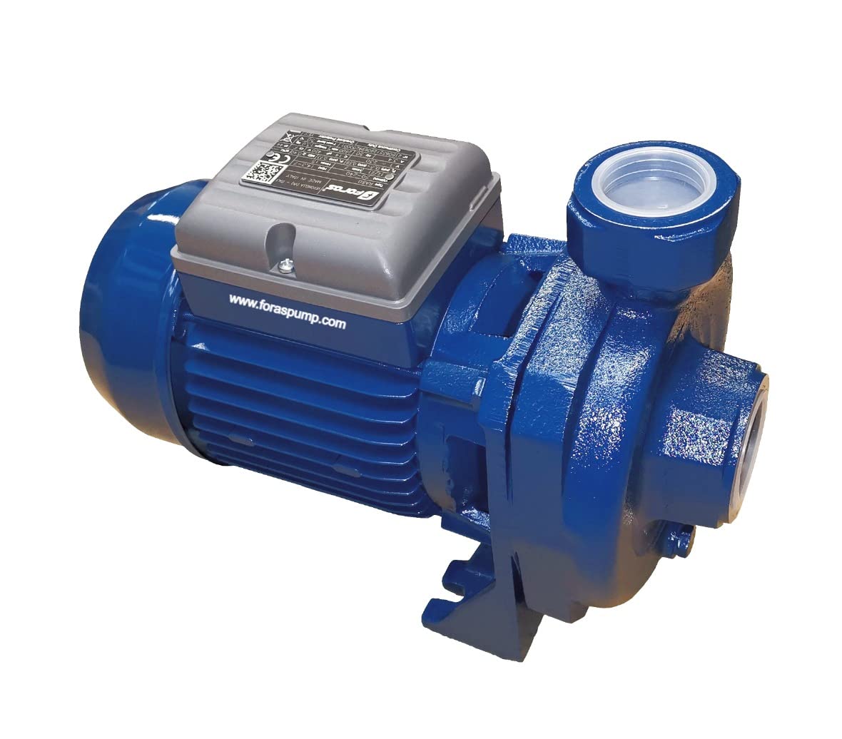 FORAS Bomba centrífuga RA102 de 230 V – 1,14 kW – Bomba de alto rendimiento – 280 l/min, altura de extracción de 20,5 m – Flujo alto de 1,5 pulgadas con impulsor abierto (sólidos de 10 mm) para