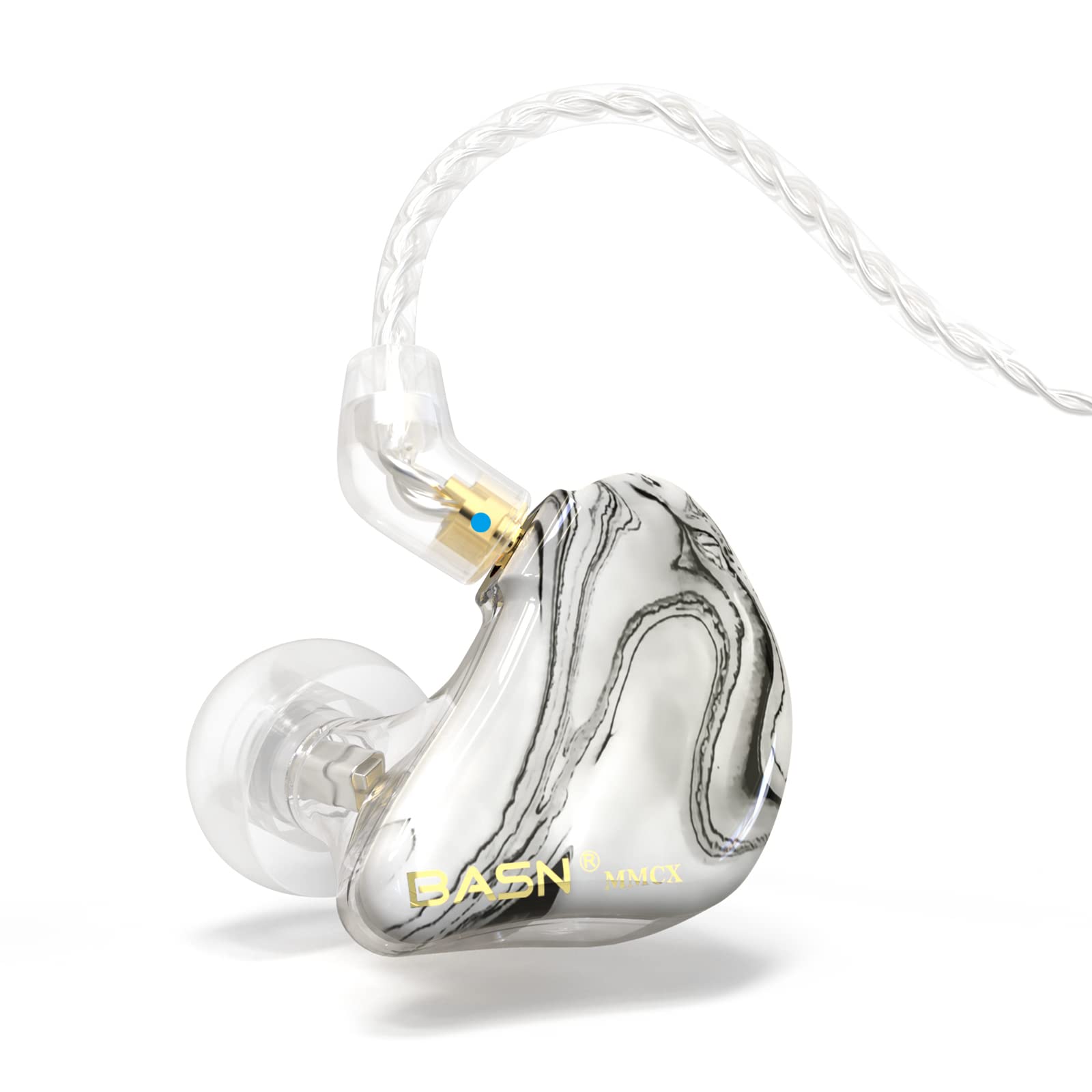 BASN MMCX - Auricolari in-ear a triplo driver con bassi ricchi, HiFi Stereo IEM con cavi staccabili aggiornati per audiofili musicisti (bianco porcellana)