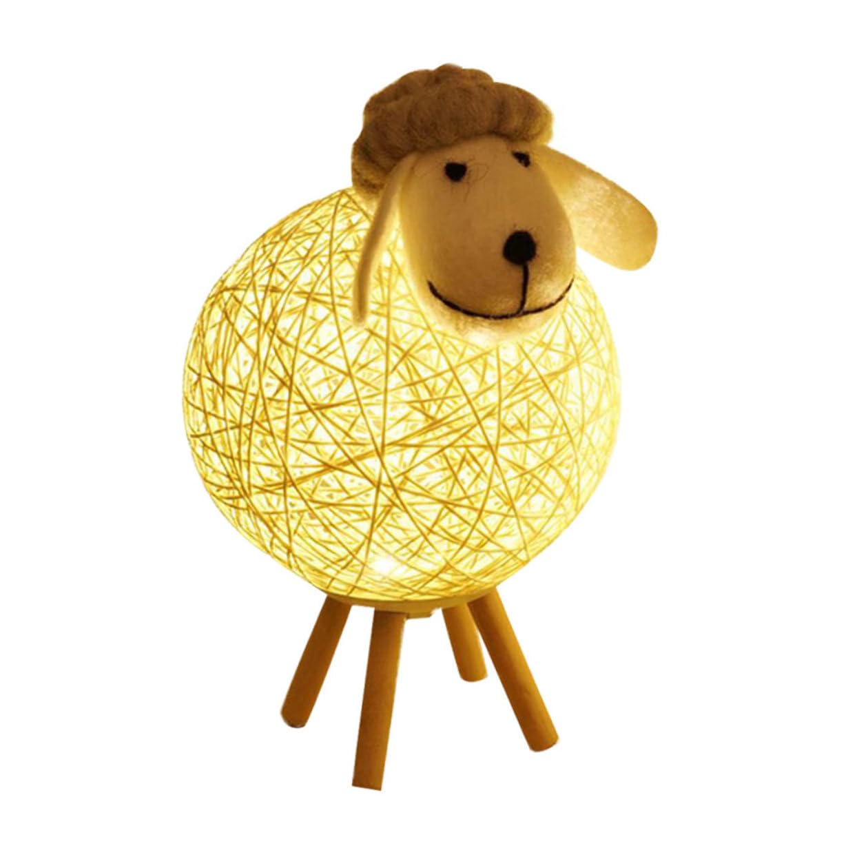 Artibetter 1pc Lamb Night Light Bedside Table Lamb- Shaped Night Light Cute Bedside Lamp Cute Animal Bedside Lamp Yellow Night Light Reading Light for Bed Gift Eye Light Rattan Child Wireless