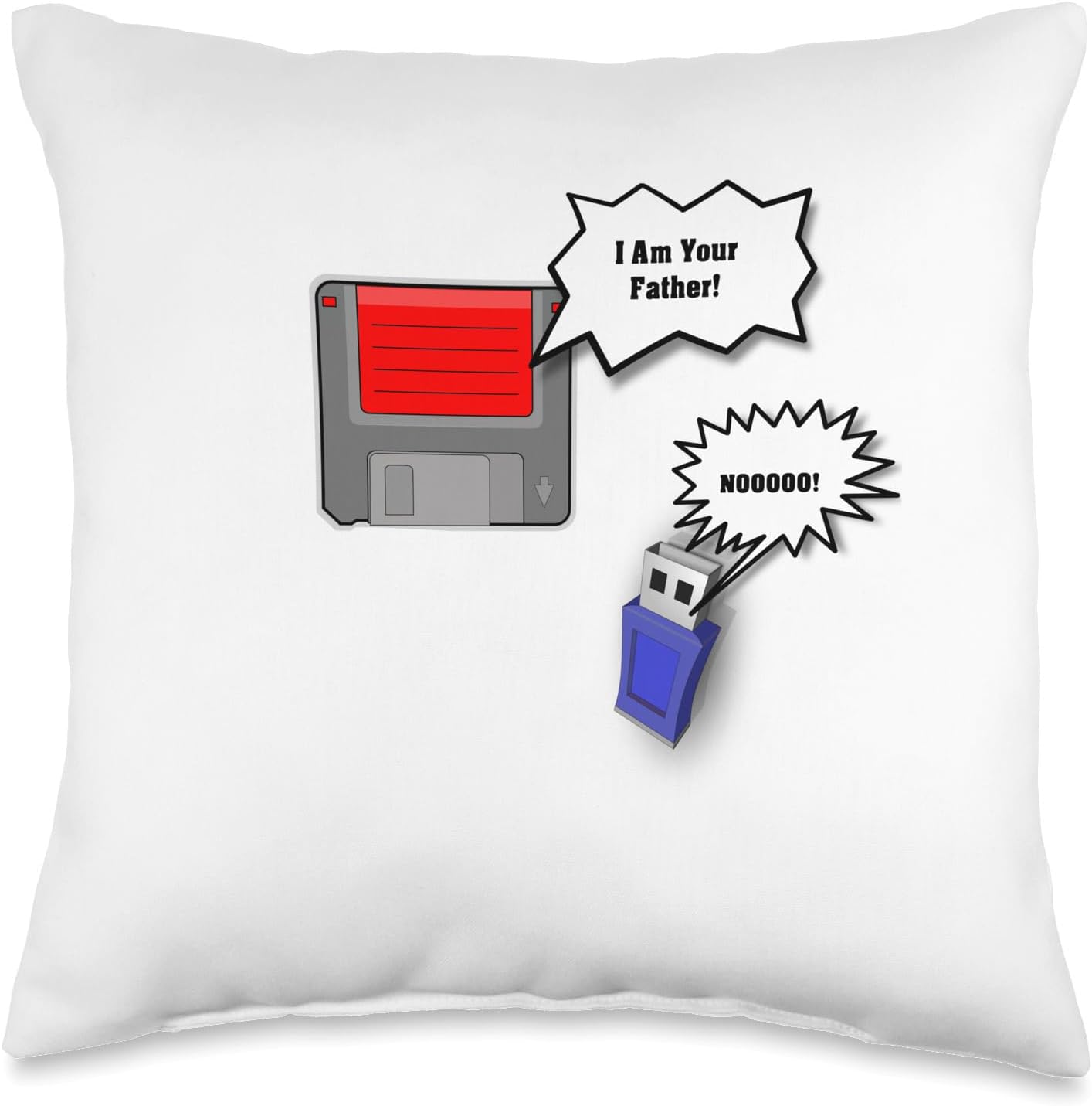 Diskette USB Stick Funny Computer Nerd Design Throw Pillow, 16x16, Multicolor