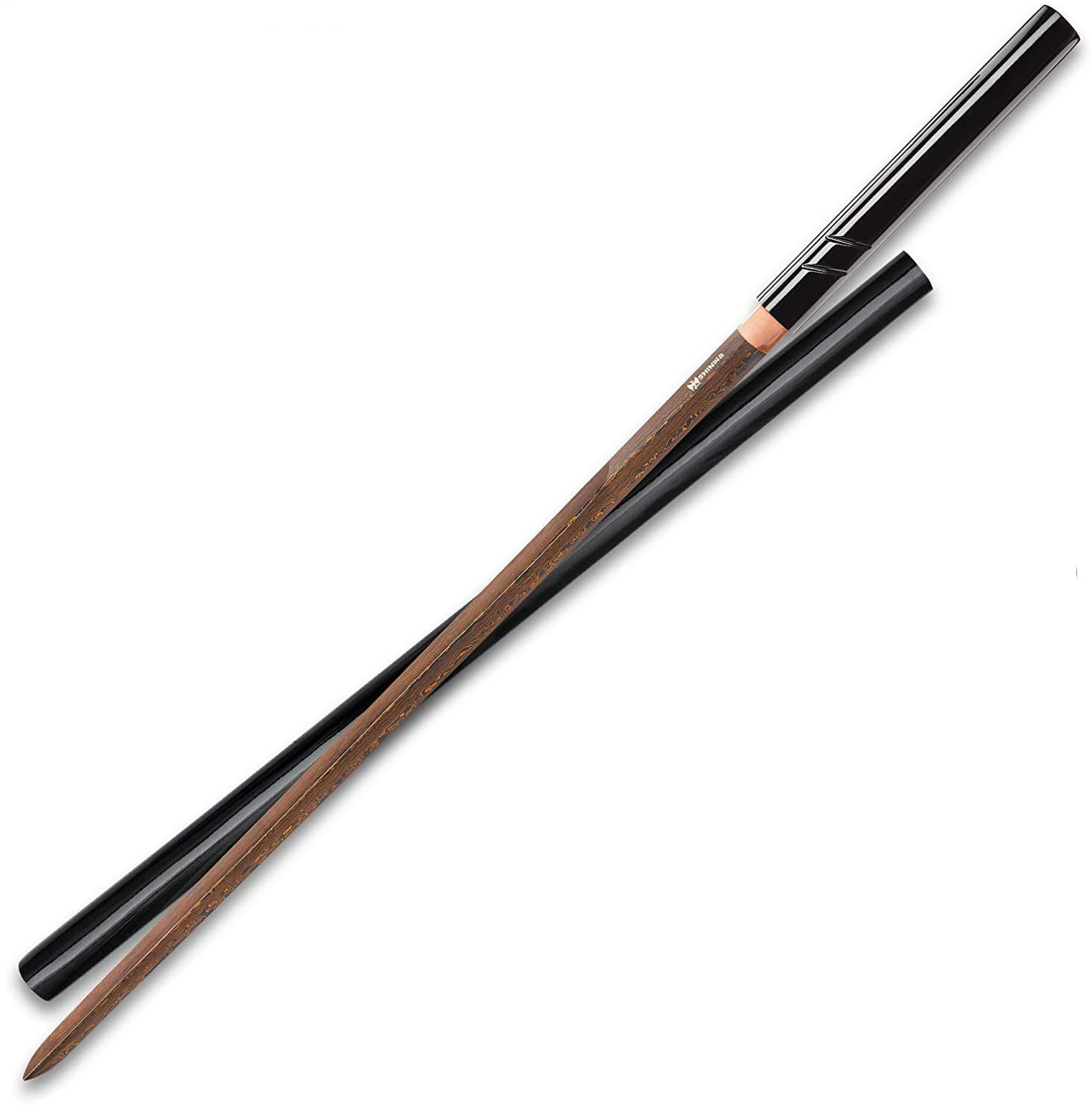 Shinwa Handmade Shirasaya/Samurai Sword - Exclusive, Hand Forged Damascus Steel; Hand Lacquered Hardwood (SilkFang)