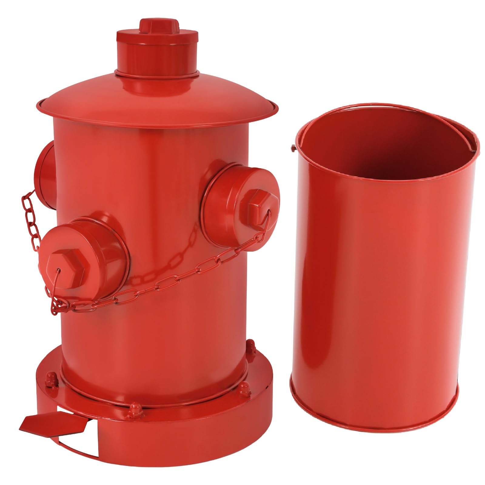 Pinelicorn 15.35inch Fire Hydrant Trash Can, Retro Creative Garbage Can with Inner Bucket, Pedal Trash Can with Lid, Indoor Outdoor Waste Bins for Garden Kitchen (Red)