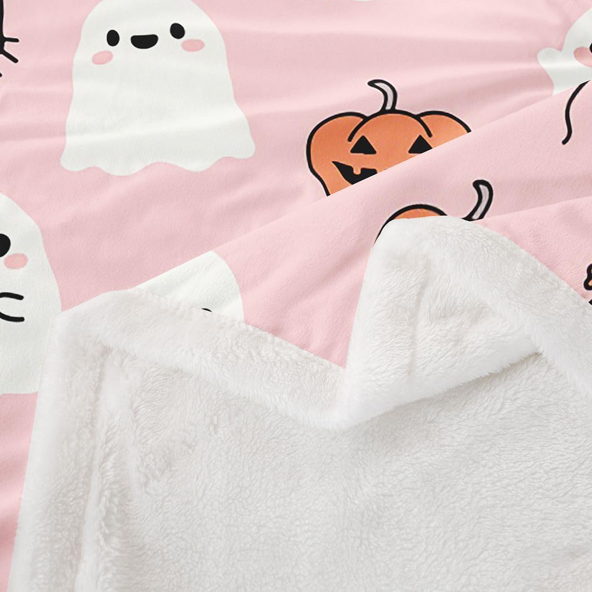 Loussiesd Happy Halloween Sherpa narzuta koc na kanapę podwójny, 152 x 180