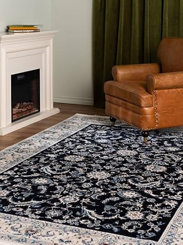 RugVista Nain Florentine, Teppich, Perser traditionell, 200 x 140 cm, Rechteckig, Niedriger Stapel, Wohnzimmer, Esszimmer, Schlafzimmer, Küche, Nur chemische Reinigung, Oeko_tex_100, Dunkel Blau