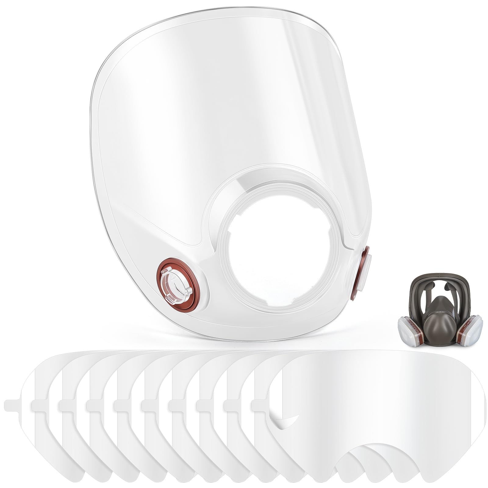 Tellegloww 11 Pcs Full Face Respirator Lens Kit, 1 Lens &amp;10 Peel-off Covers