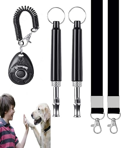 Silbato de entrenamiento para perros, silbato profesional ultrasónico ajustable para detener ladridos, mal comportamiento, 5 clicker de