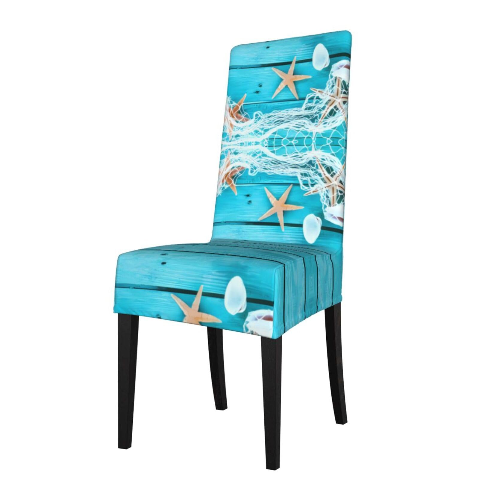 Hjfczh Black Starfish Prints Dining Chair Throw Covers – Stretchy Spandex Furniture Layers For Refreshing Your Space - No Ironing Needed