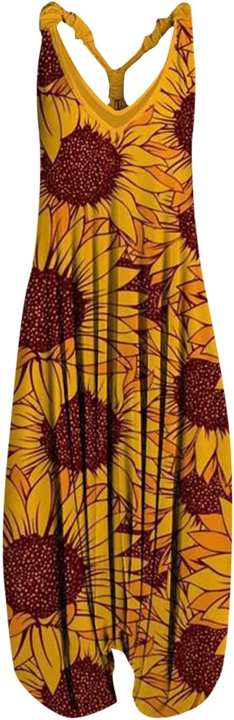 OIOLOYJM Summer Plus Size Boho Overalls for Women 2025 Fashion Jumpsuits Loose Fit Rompers Floral Printed Baggy Harem Pants