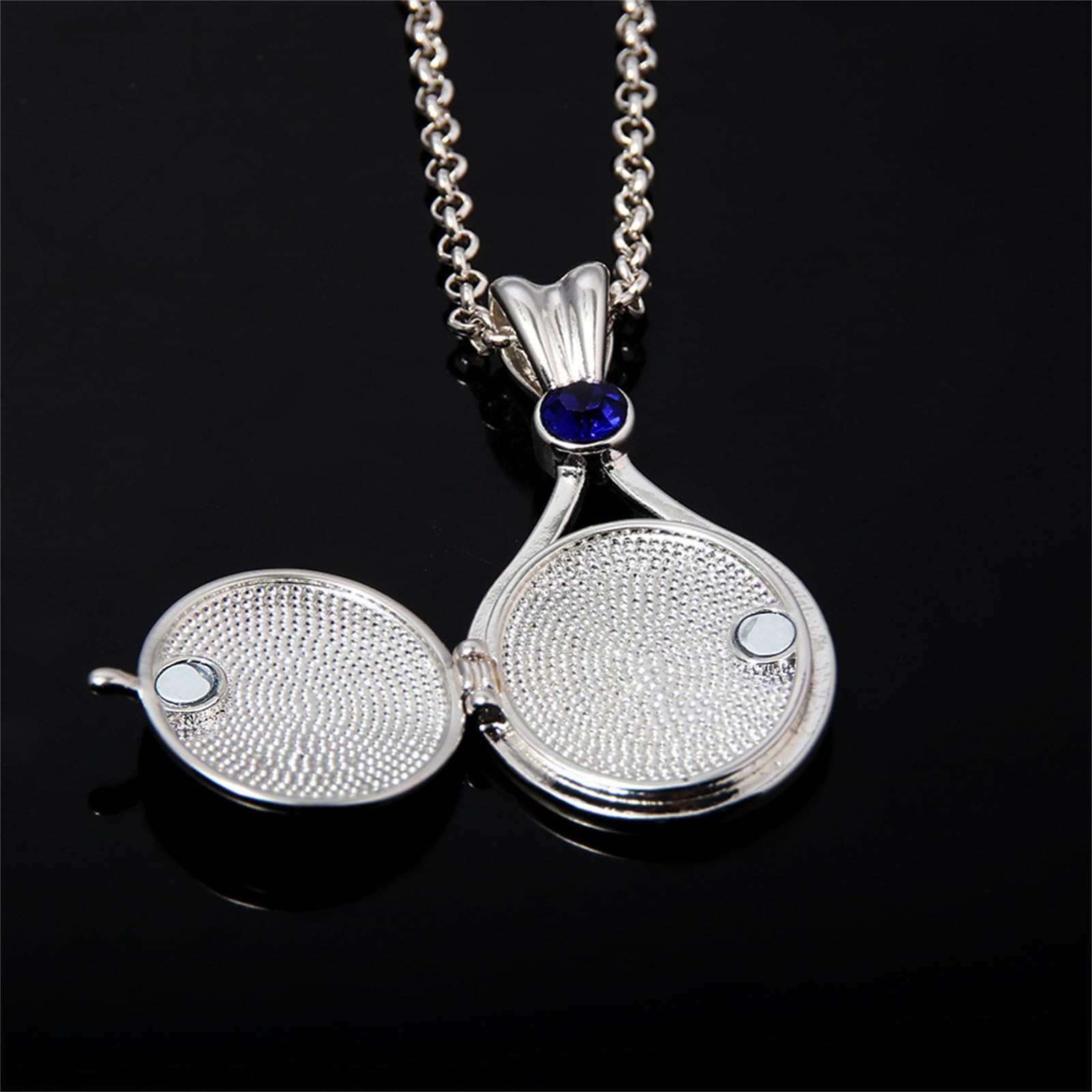 H2O - Collar para hombre y mujer, chapado en plata, medallón de sirena de agua, collar con colgante abierto, incrustaciones de cristal azul brillante para mujeres, fanáticos, cosplay, fiesta