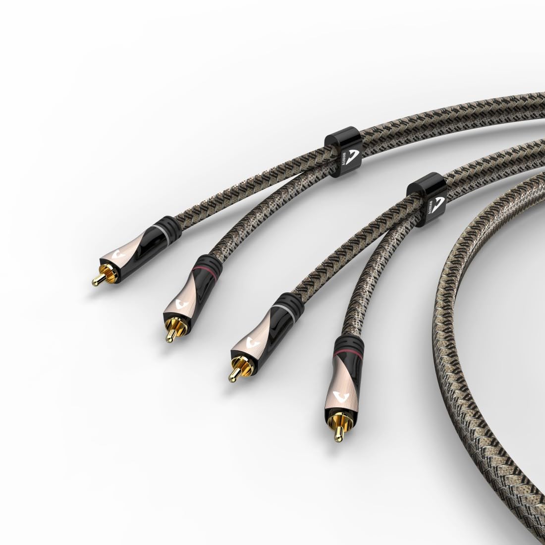 Kabel Audio, 2 wtyczki RCA męski - 2 wtyk RCA męski, tekst, złoty, 1 m