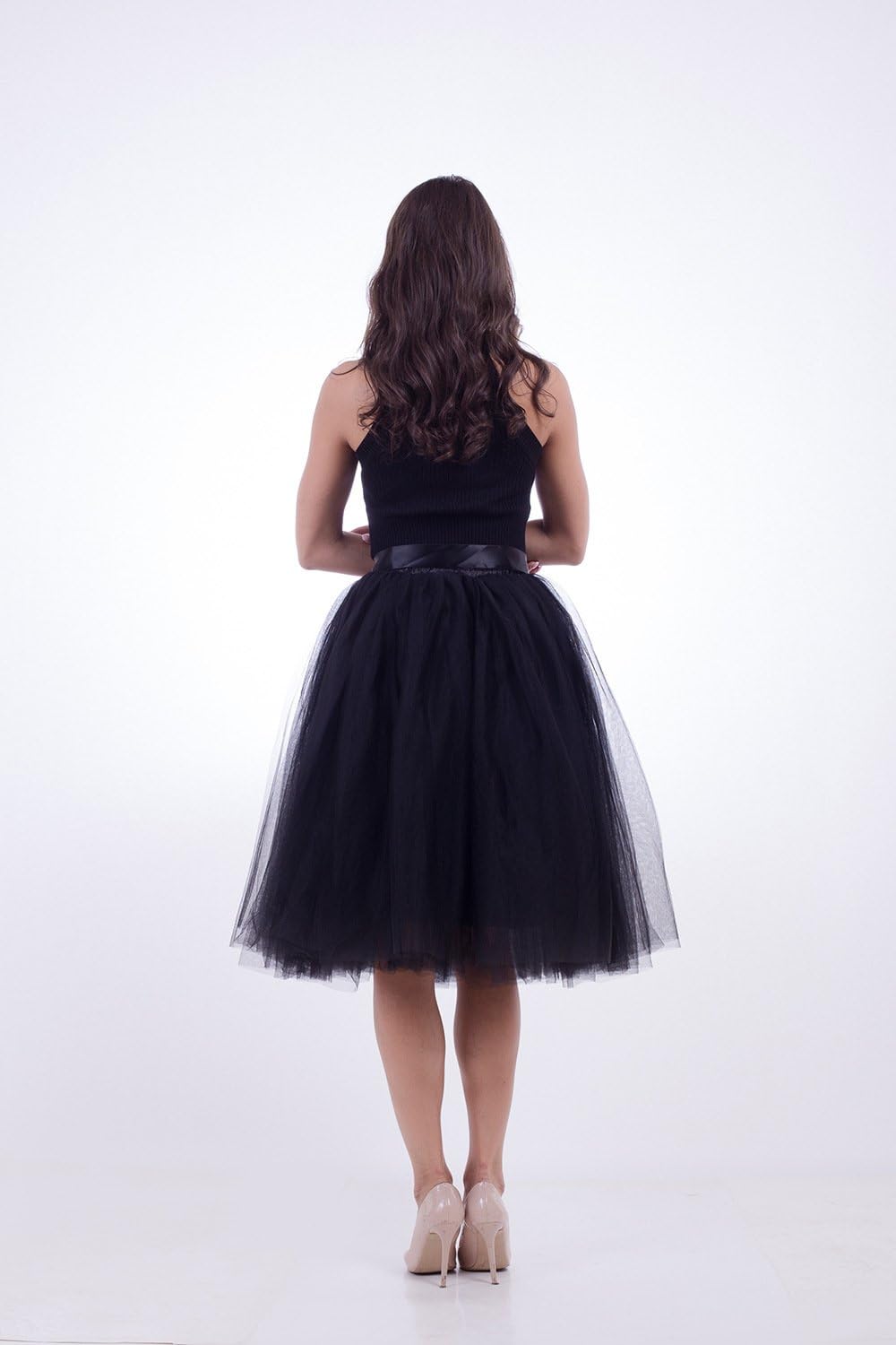Women Tulle Skirt Adult 7 Layered Pleated Tutu Skirt A Line Knee Length Petticoat Girl Prom Party Skirt - Image 4