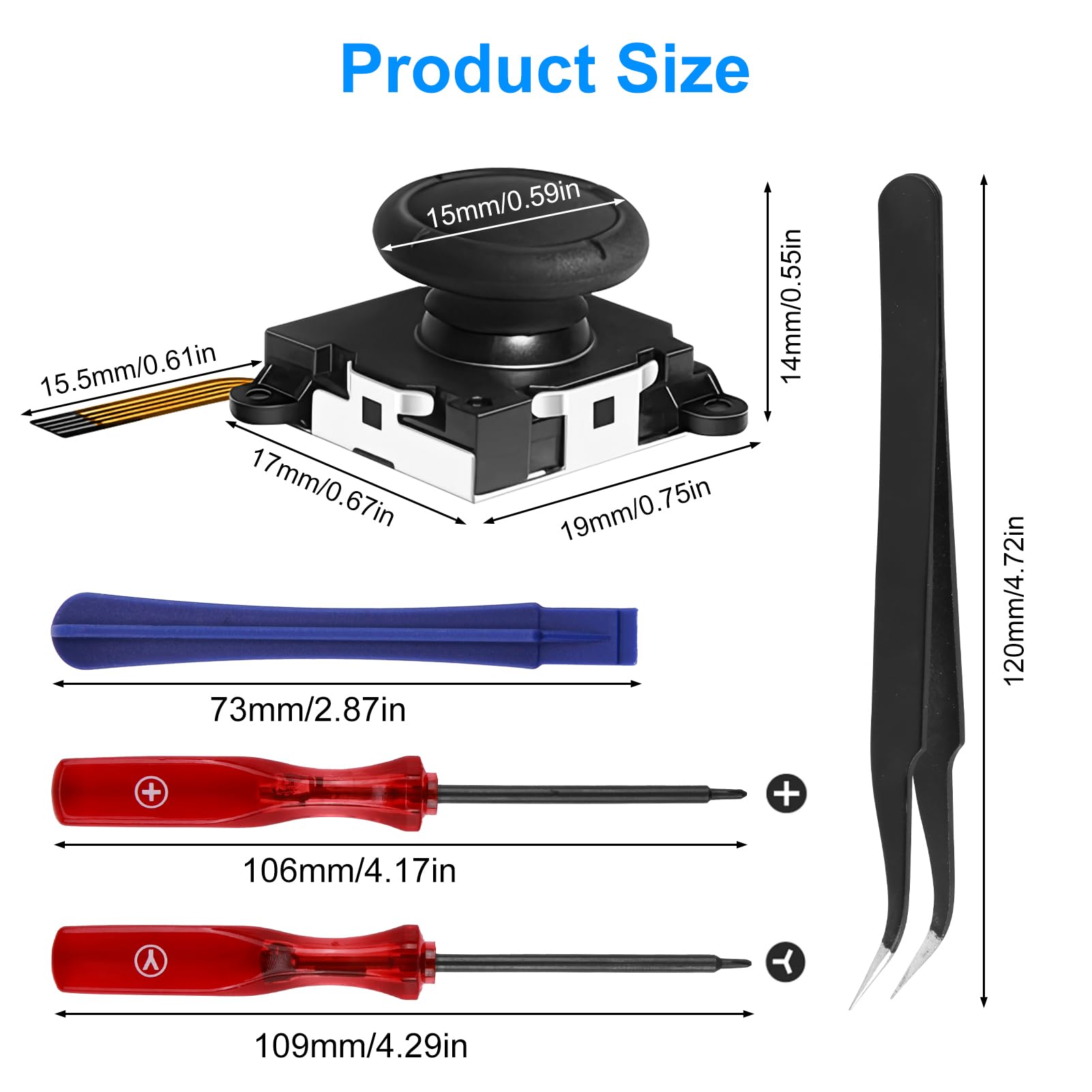 2 Piezas Joysticks 3D TMR de Repuesto para Mandos OLED Lite Joy-Con Kit Reparación Palancas Sin Deriva con Herramientas Incluidas