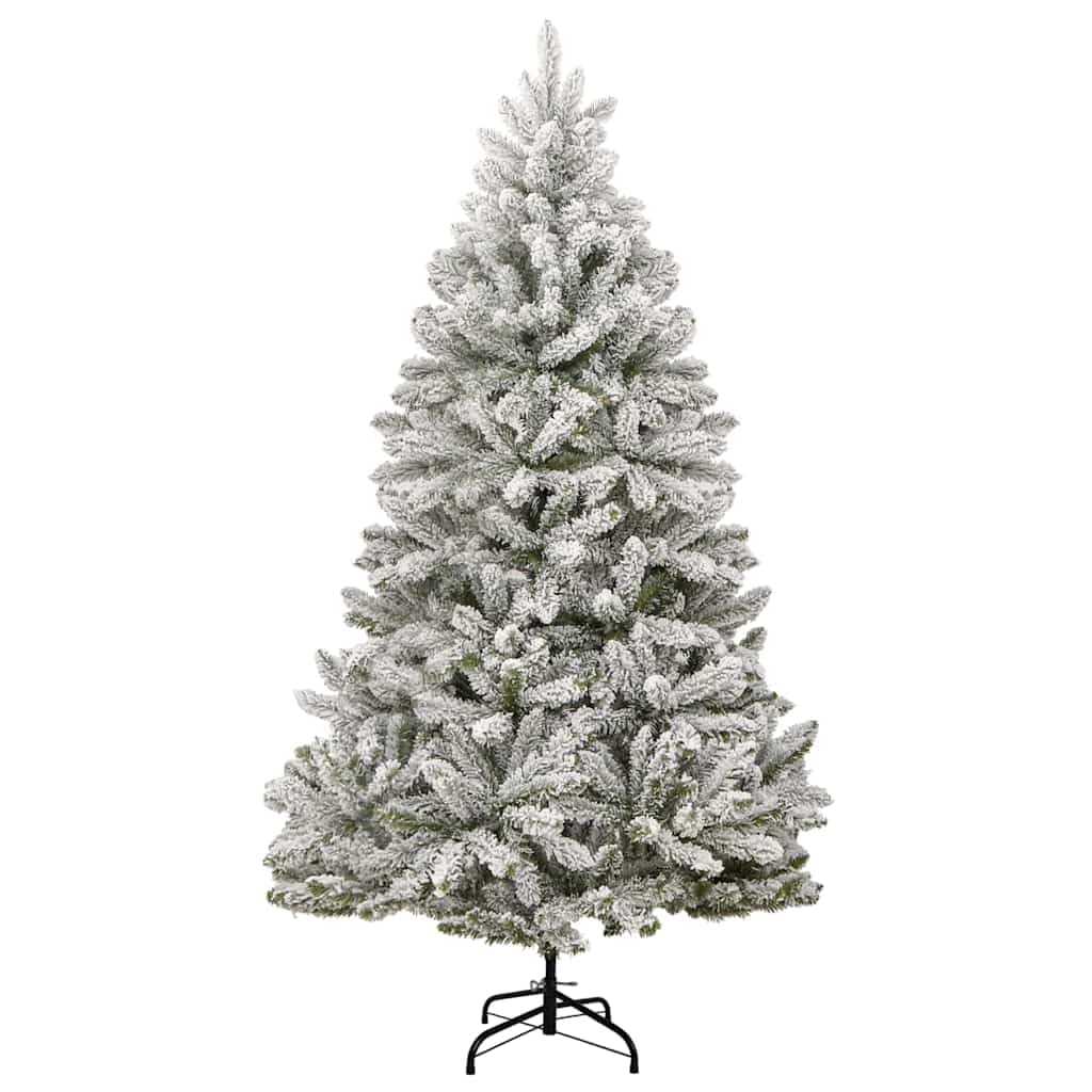 Sztuczna choinka, zielono-biała, 240 cm, metal PCW, zawiasy, realistyczne końcówki, paski LED, 8 trybów, do użytku wewnątrz i na zewnątrz, zestaw bombek choinkowych