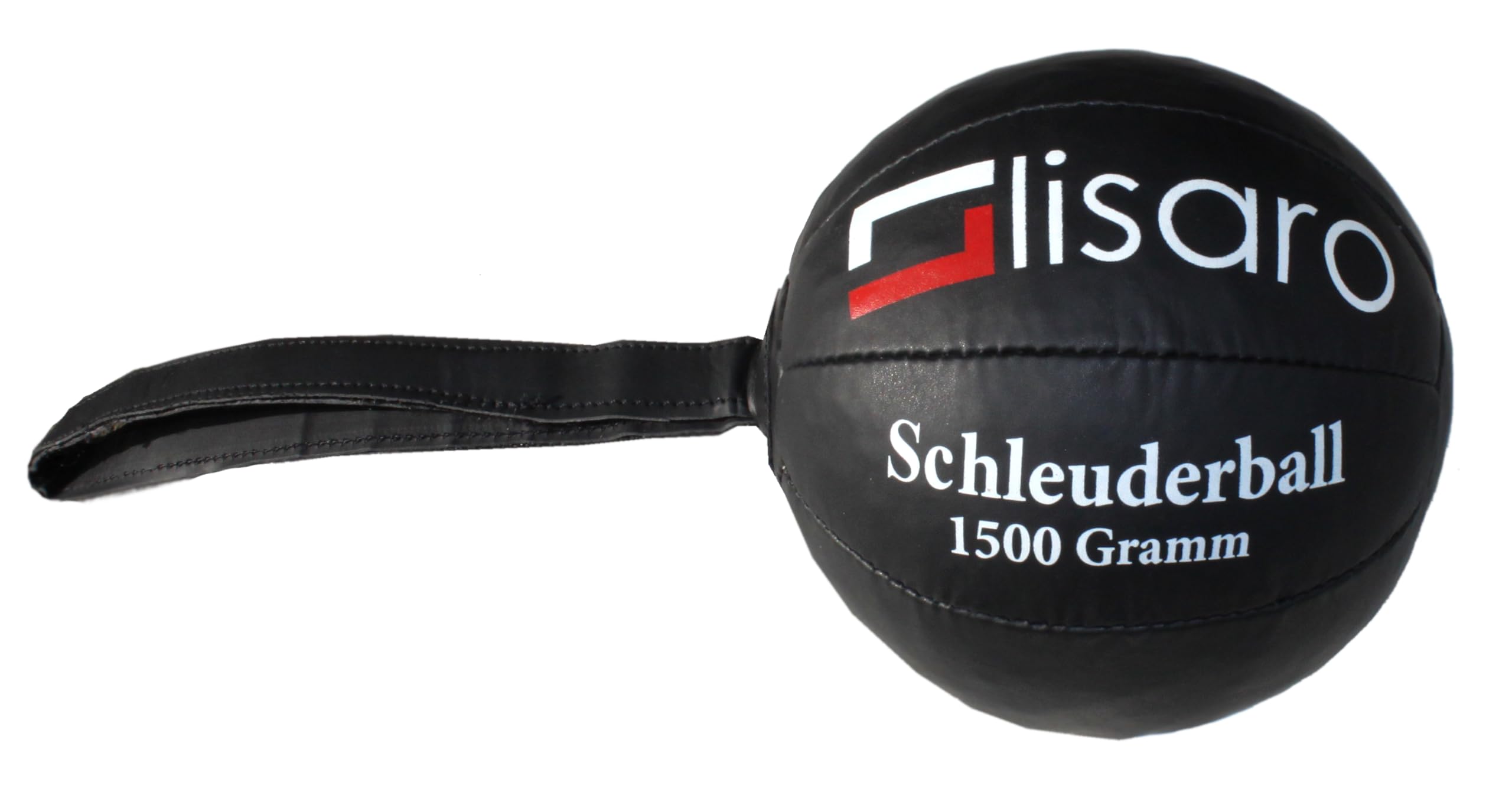 lisaro Piłka do rzucania ze skóry PU, kolor czarny, średnica ok. 18-20 cm. Rozmiar 1500 g