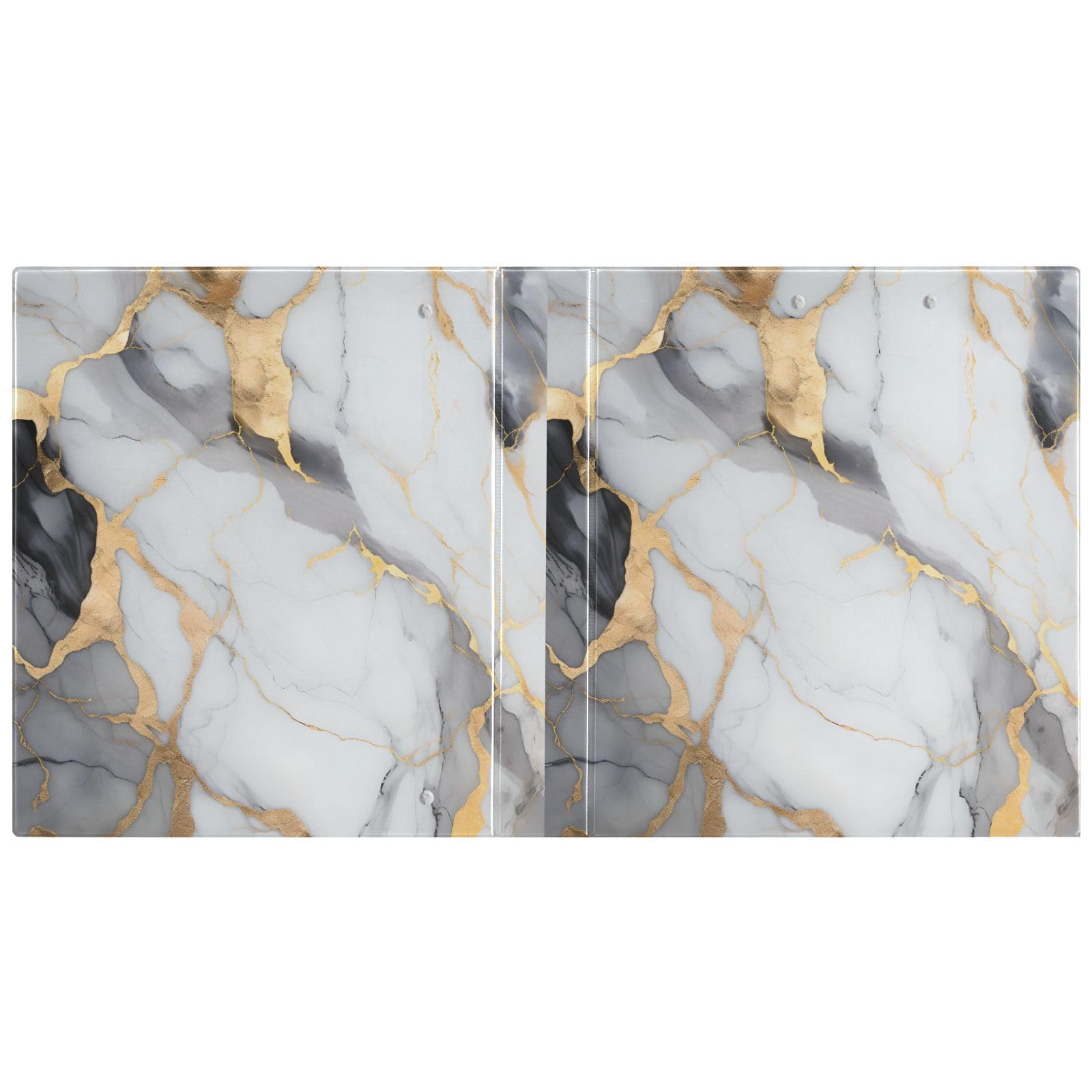 3 Ring Binder, Marble White Gold File Folder Holds 200 Sheets File Storage for Women Men School Office Supplie - Image 2