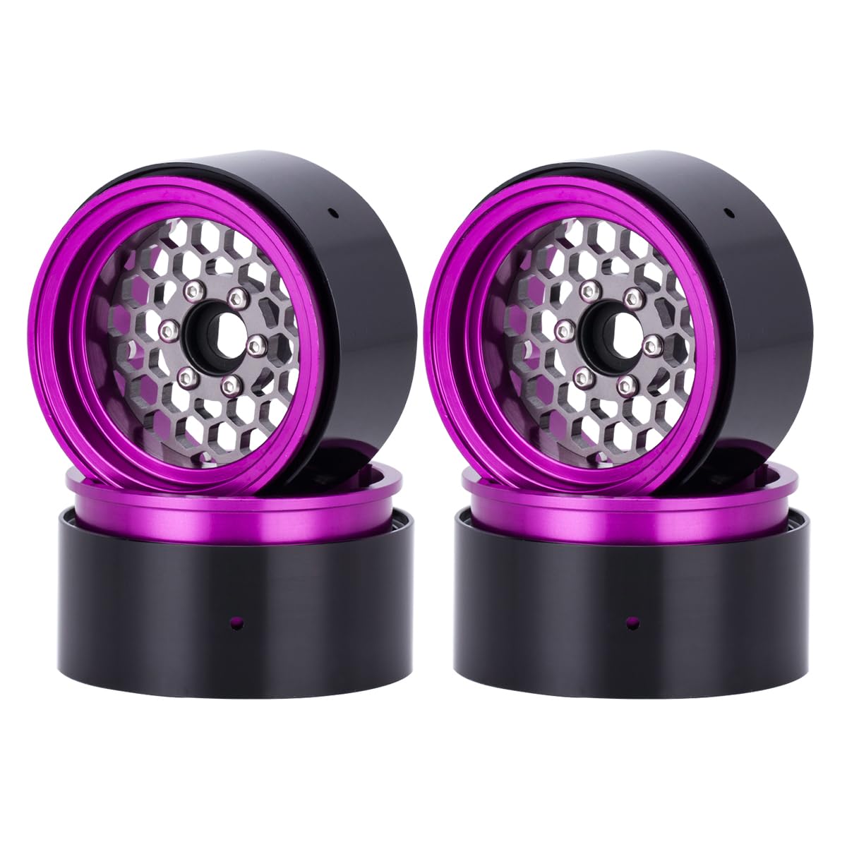 4PCS Beadlock Rims 1.9 Inch Wheels RC Rim Hub Aluminum Beadlock Rims for Traxxas TRX4 TRX6 Redcat GEN7 GEN8 Rc4wd D90 Axial SCX10 SCX10 II 90046 SCX10 III AXI03007 12mm Hex 1/10 RC Crawler (Titanium)