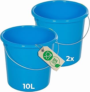 Novaliv 2 cubos de 10 l, color azul, con división dimensional, 10 litros, 28,5 cm, práctico todoterreno con escala para el hogar y el jardín, ideal como cubo doméstico, cubo de agua, cubo de basura,