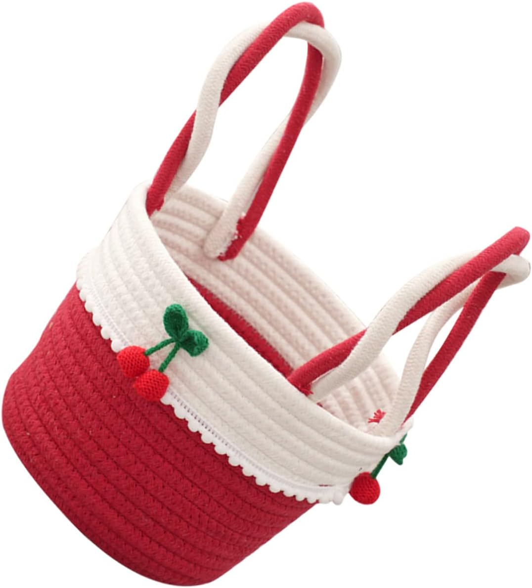 つる編み収納バスケット トイレットペーパー収納バスケット ロープチェリーバスケット コットンロープフルーツバスケット リビングルーム