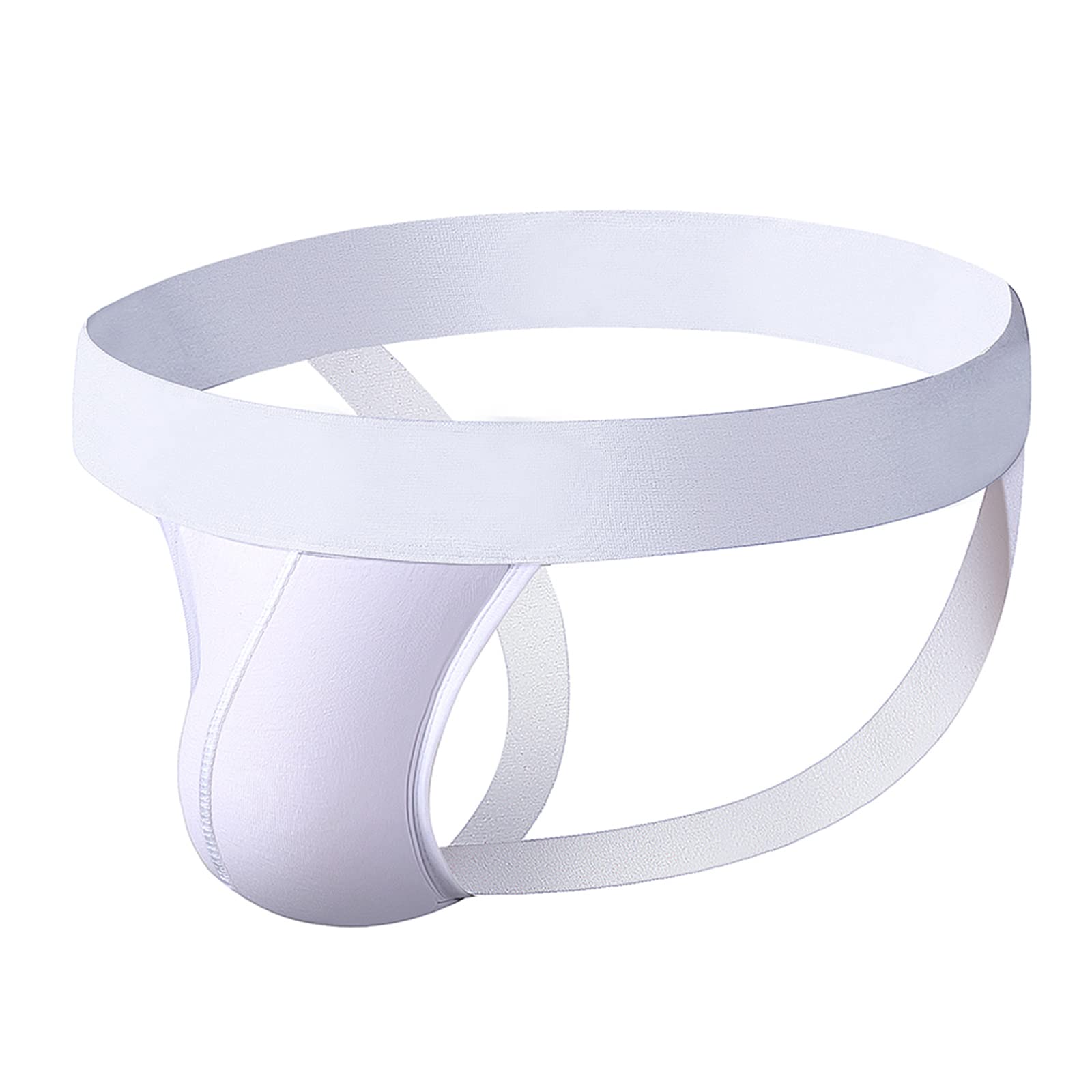 Evankin Men's #5-White Jockstraps Athletic Supporters Underwear Sexy Jock Strap Sports Cotton Stretch Thong (White,M)