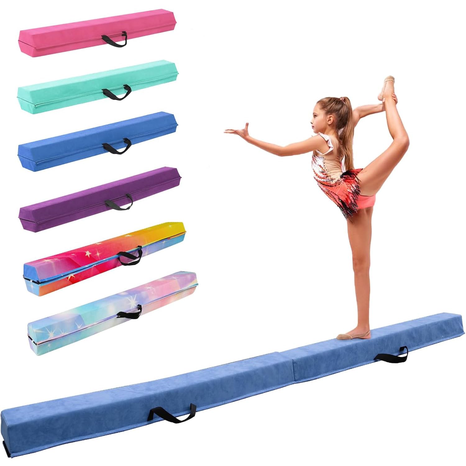 FINCOME 8FT Folding Balance Beam, Portable Gymnastics Beam Equipment with Non Slip Rubber Base & Suede Cover for Training/Practice/Professional Home Exercise : Sports & Outdoors