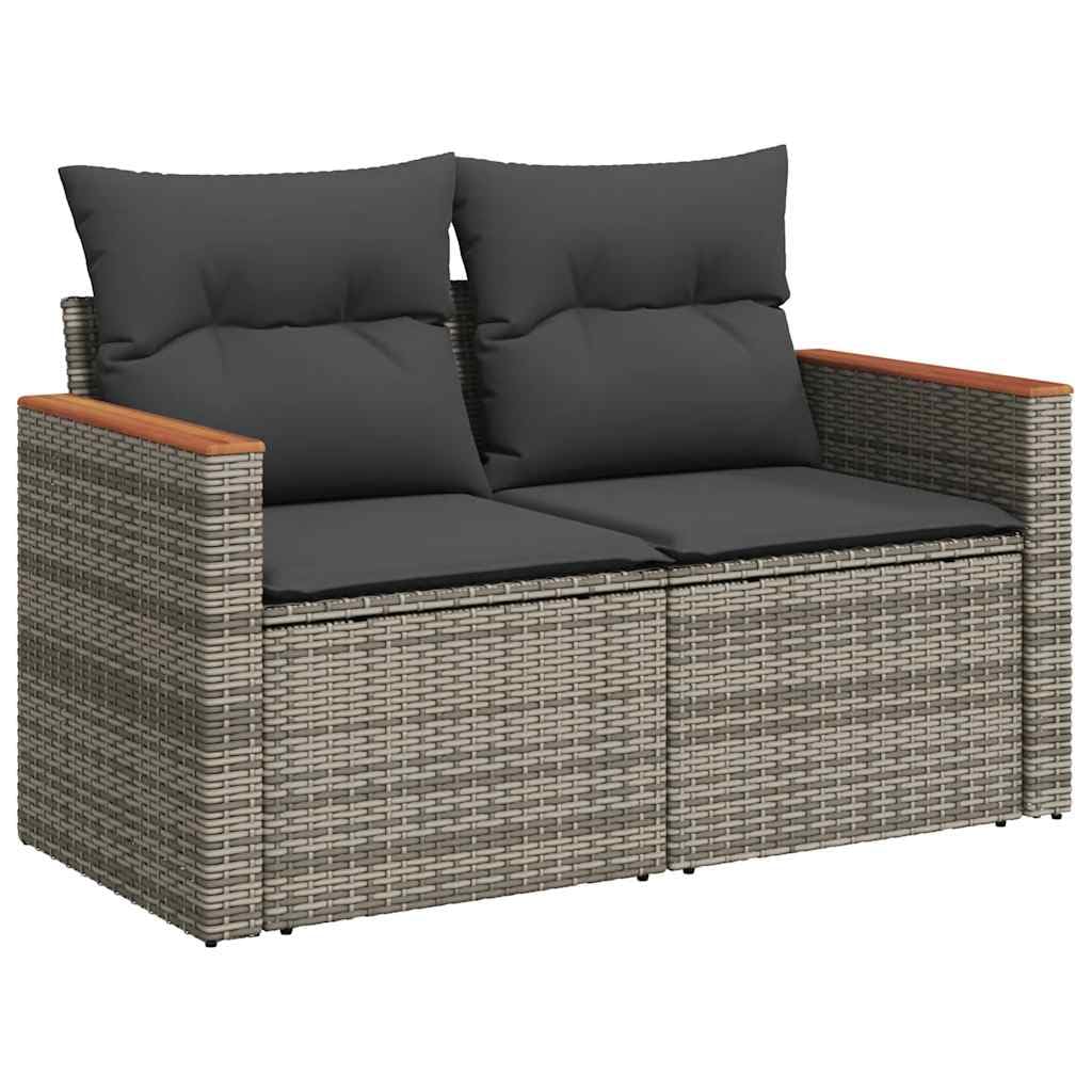 vidaXL Divano da Giardino con Cuscini 2 Posti Grigio in Polyrattan