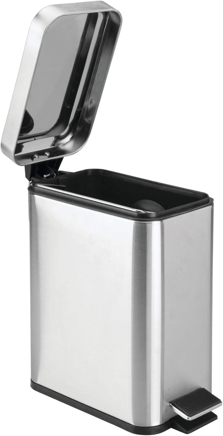 iDesign Rectangular Step-On Wastebasket Trash Can - Brushed Stainless Steel