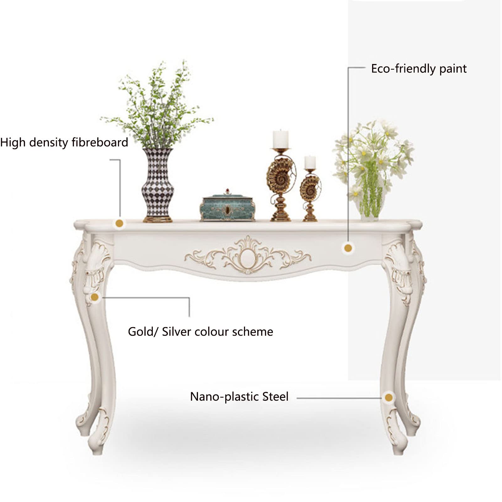 Amazon｜コンソールテーブル（ホワイト）、ヴィンテージ風長方形ロング