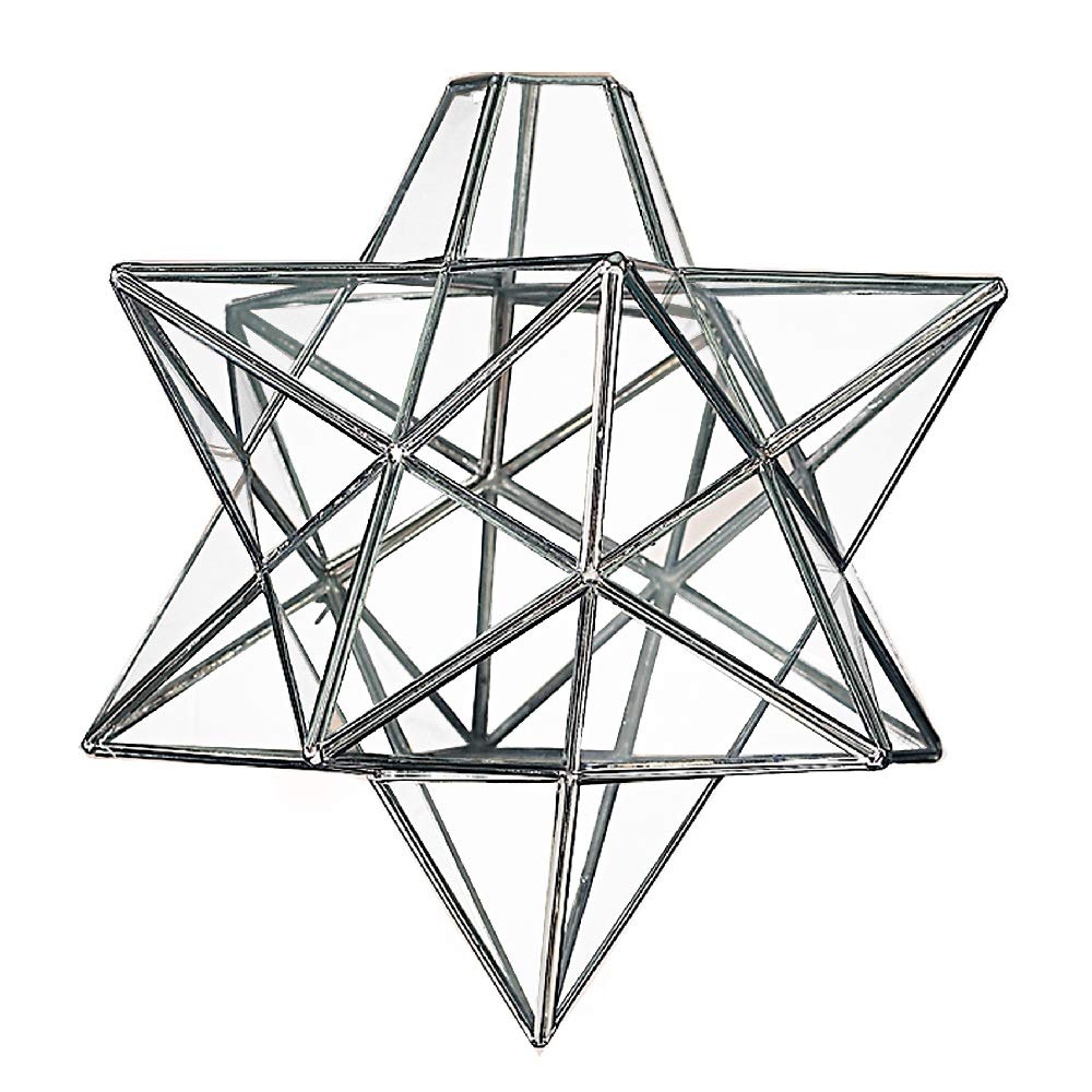 Polished Chrome & Clear Glass Panel Vintage Easy Fit Star Pendant Light Shade 20cm - None Electric Retro Ceiling Light - Fits B22 E14 B15 Lampholders