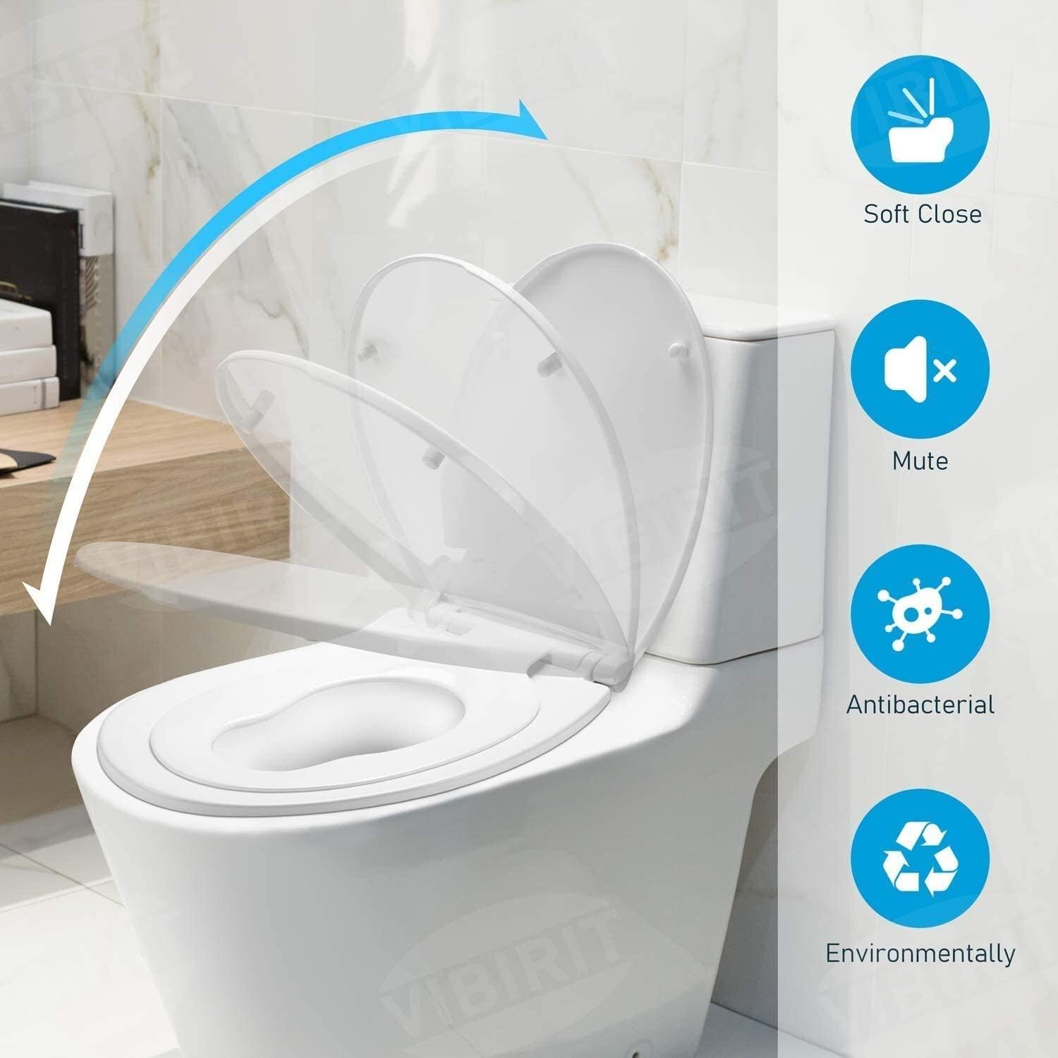 Potty Training Toilet Seat Round White 2 In 1 Slow Close Toilet Seat Cover Quick Release For Adult Child Loosen Easy To Install Convertible