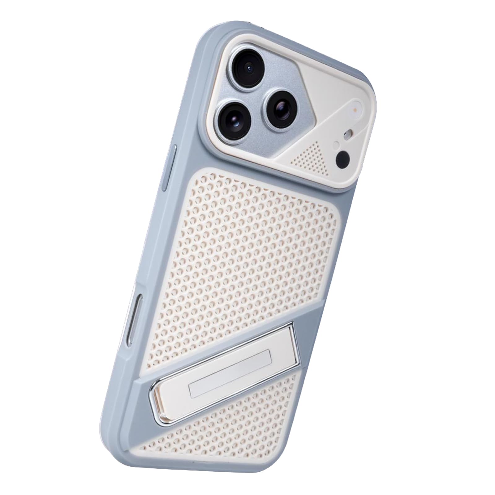 MFAOSHI Slim Case for iPhone 17 Pro Max/17 Pro/17 Air/17, Frosted Heat Dissipation Phone Case with Foldable Metal Bracket Cover,Grey,17 ProMax