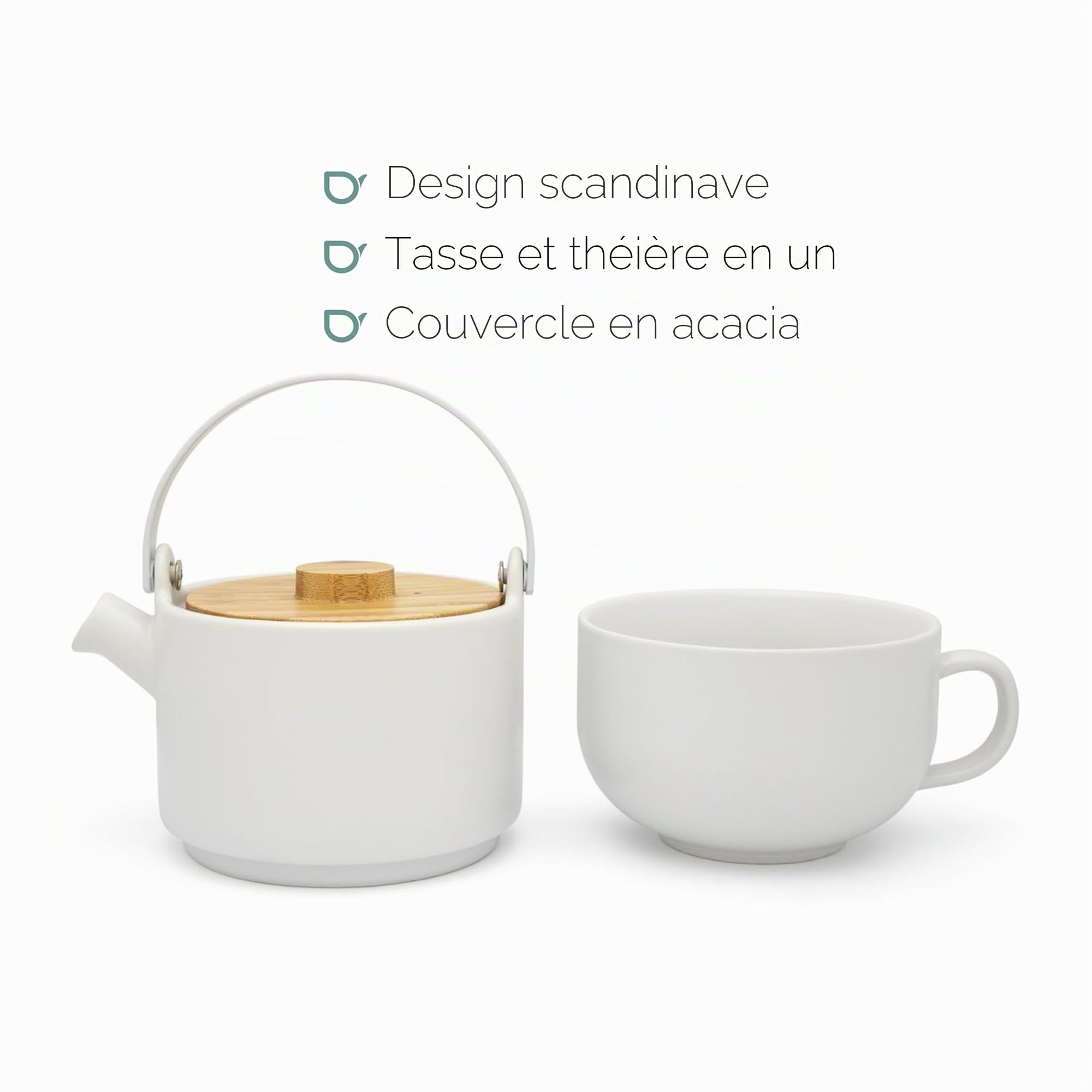 Bredemeijer Tea-for-one Umea blanc avec couv. bamboo 142007
