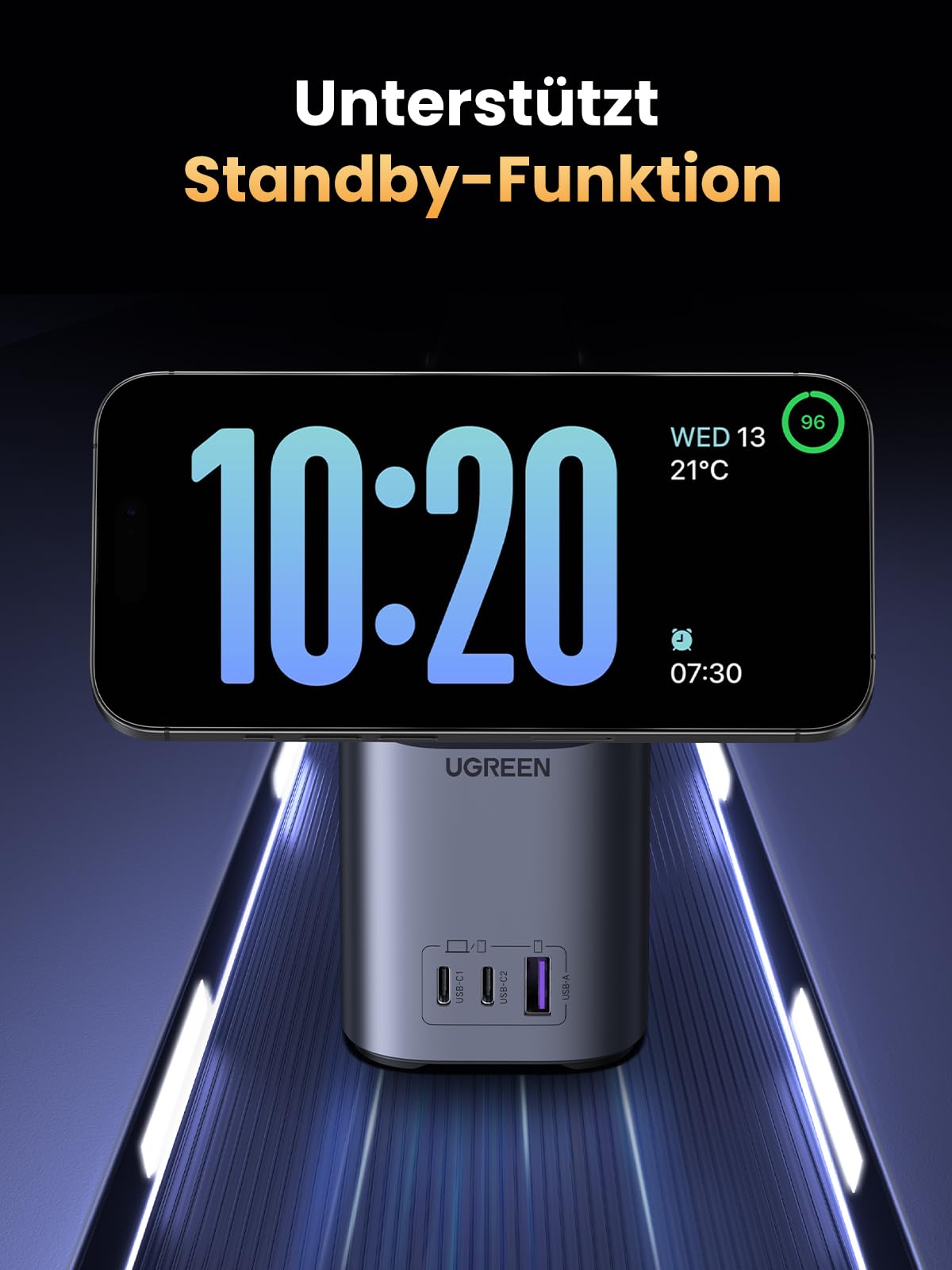 UGREEN Nexode 100W USB C Ladegerät, mit Qi2 15W Magnetisches Ladepad | GaN Netzteil, 4-IN-1 Ladestation, kabelloser Ladeständer für iPhone 12-17 Serien, kompatibel mit MacBook Pro/Air, AirPods
