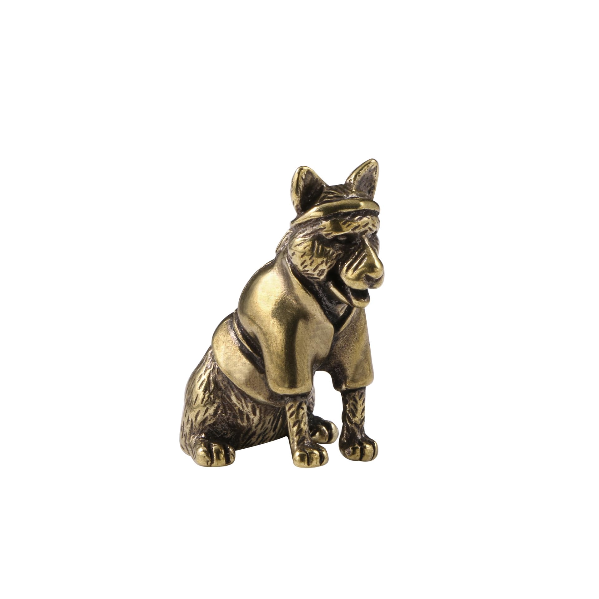 NGDFGR Brass Akita Dog Miniature Figurines,Bronze Interesting Zodiac Dog Sculpture Crafts Collection Desktop Ornament Home Sand Table Car Decor Accessories Study Paperweight