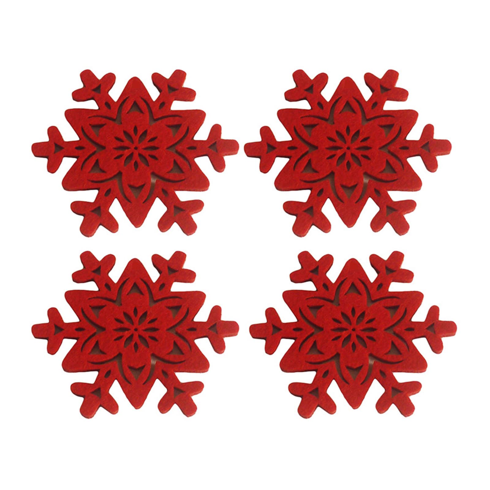 Tsophreniq 4pcs Christmas Felt Christmas Snowflake Desktop Decoration Dinner Placemat New Year Party Home Decoration Felt Coasters Pads for Drinks Coffee Table
