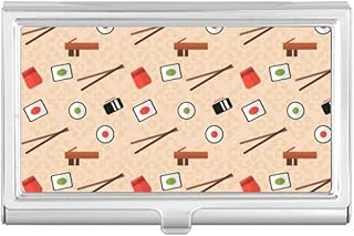 Japan Pink Sushi Chopsticks Business Card Holder Case Pocket Box Wallet