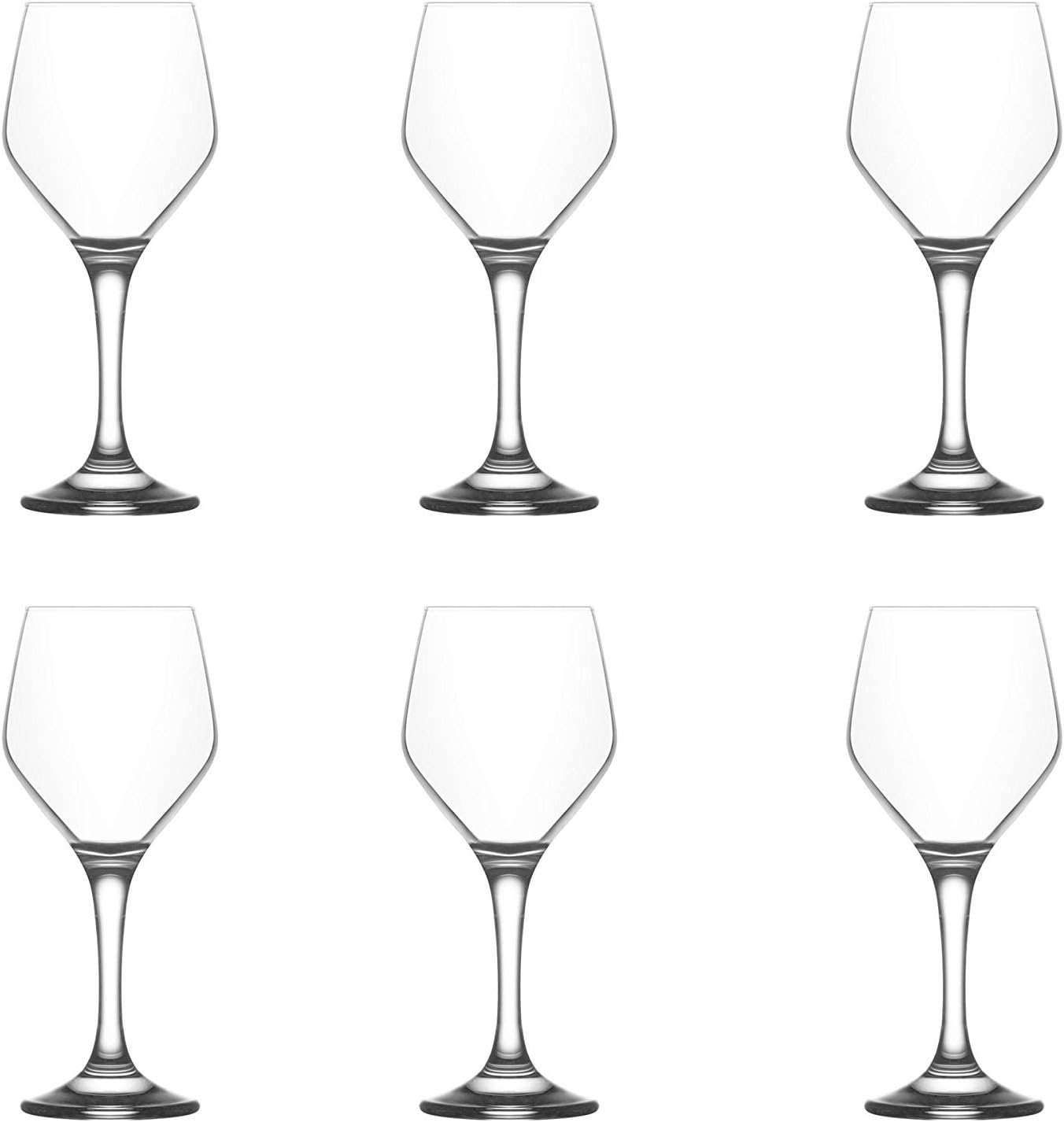 Vikko Small Wine Glasses, 8.75 Ounce | Perfect for Parties, Weddings, and Everyday – Thick and Durable Construction – Set of 6 Dishwasher Safe Wine Glasses