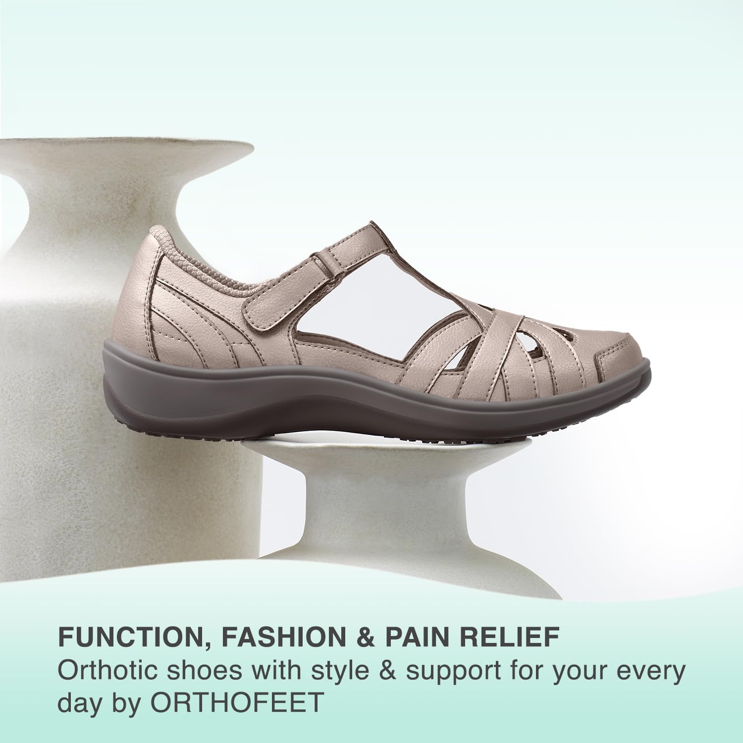 Orthofeet Women's Orthopedic Leather Juno Closed-Toe Sandals - Image 6