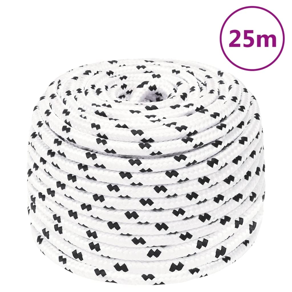 Cuerda Trenzada de la línea Outdoor, Cuerda Trenzada for Barco de poliéster, Multicolor, Varios tamaños, Resistente a los Rayos UV, al desgarro(White/25m,10 mm)