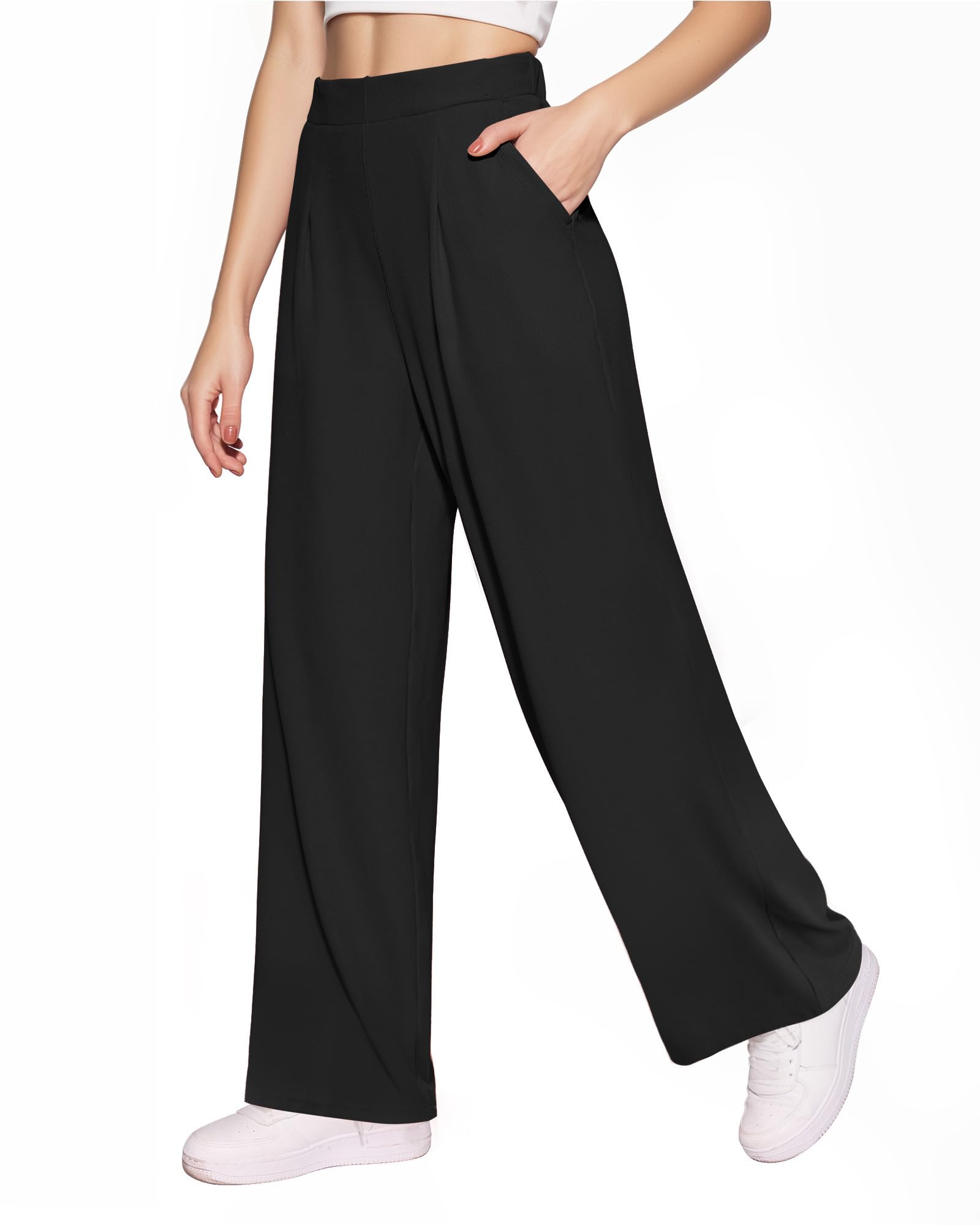 MANGOPOP Womens Wide Leg Pants High Waisted Dressy Pants Business Casual Trousers Trendy Outfits 26 4