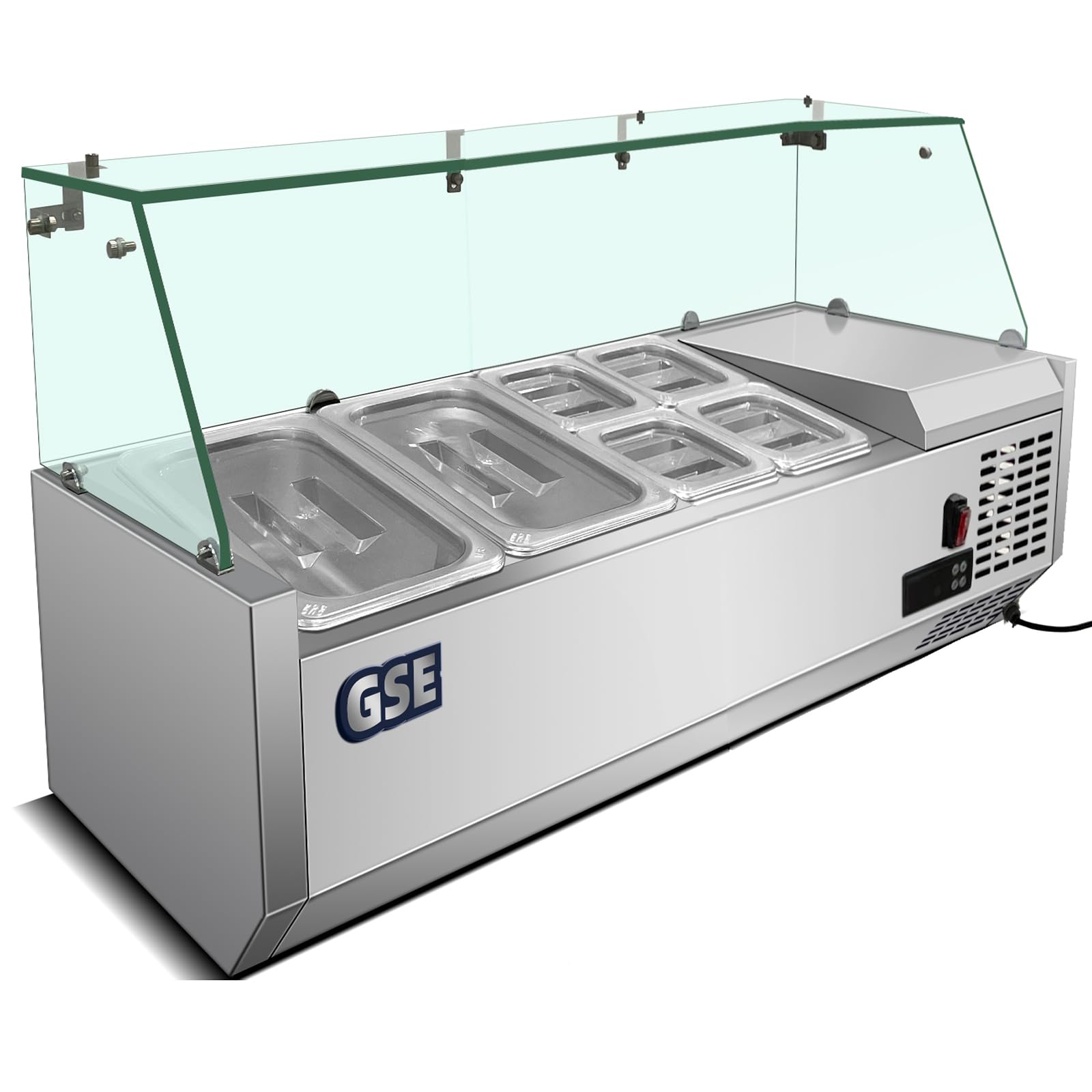 GSE vetrina refrigerata catering 120cm con piano superiore 40L GN 1/6 piano refrigerato Gastro tavolo refrigerato stazione di servizio con vetro Saladette gastro per kebab buffet di insalate