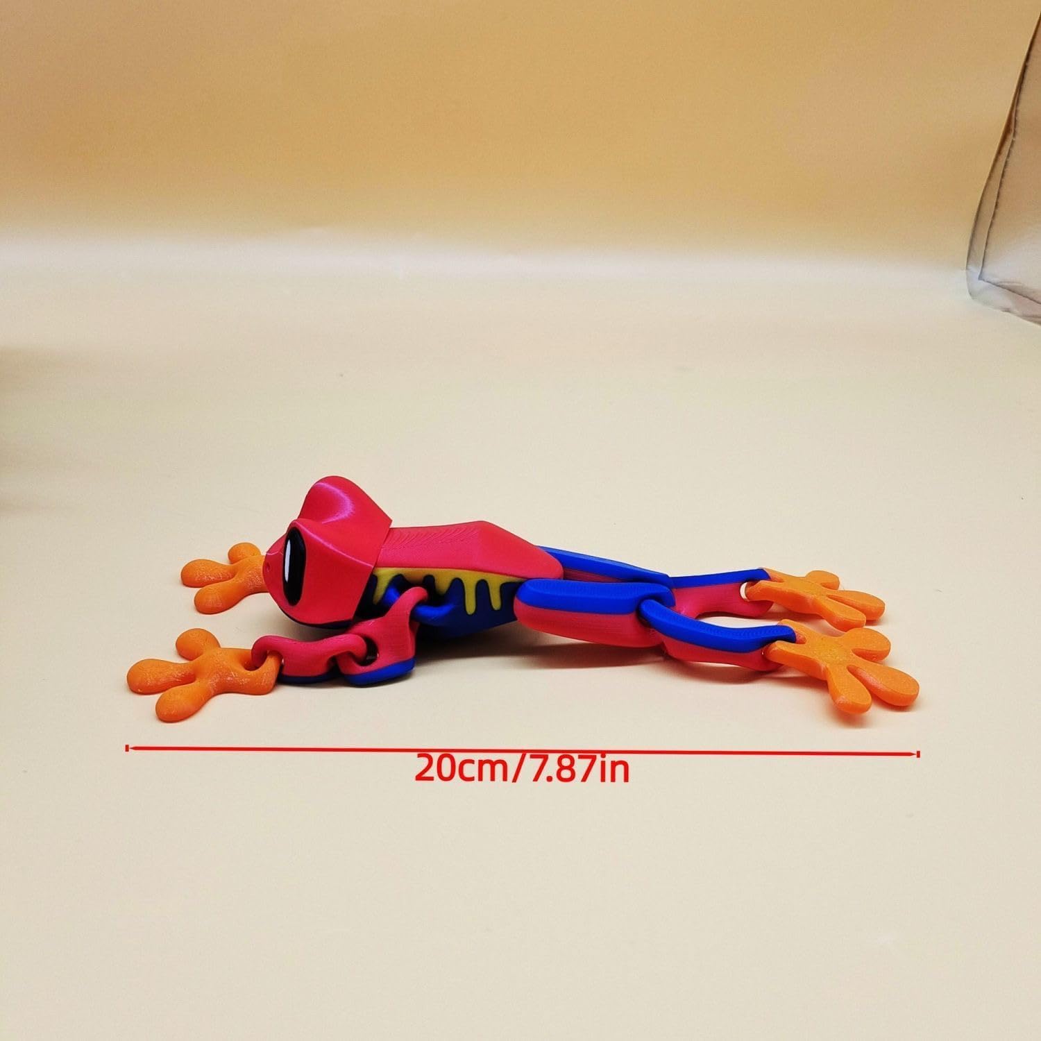 3D Printed Magnetic Frog,Figurines 3D Fake Frog ,Articulated 3D Printed Animals,3D Printed Fidget for Refrigerator Magnets Decor,Computer Monitor Decor (red 20cm)