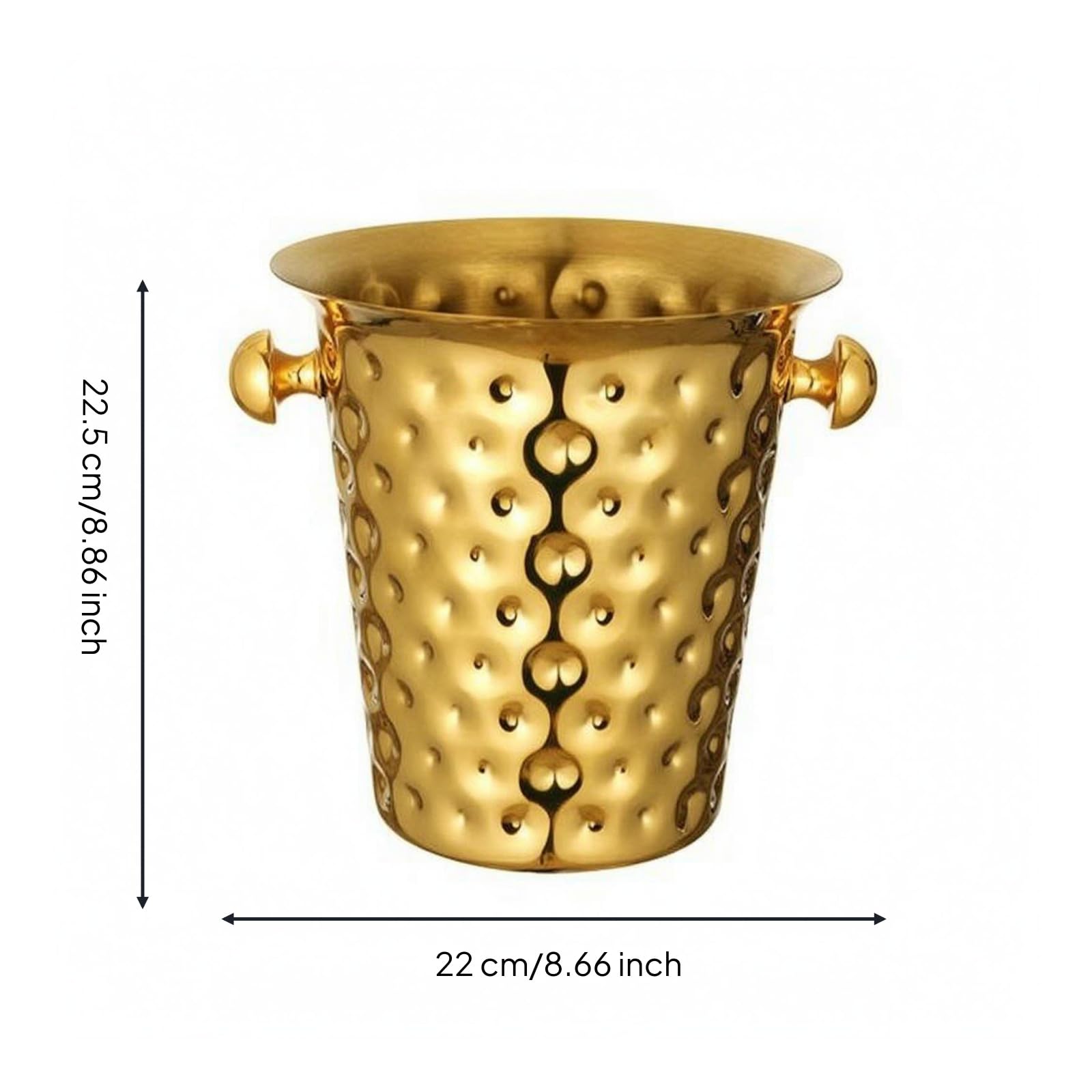 Homyl Secchiello Champagne Struttura Supporto Inox Recipiente Termico Bordo Ampio Superficie Adatto a Occasioni Eleganti Feste Private, Oro, Secchiello Per Ghiaccio Martellato A Bordo Dritto