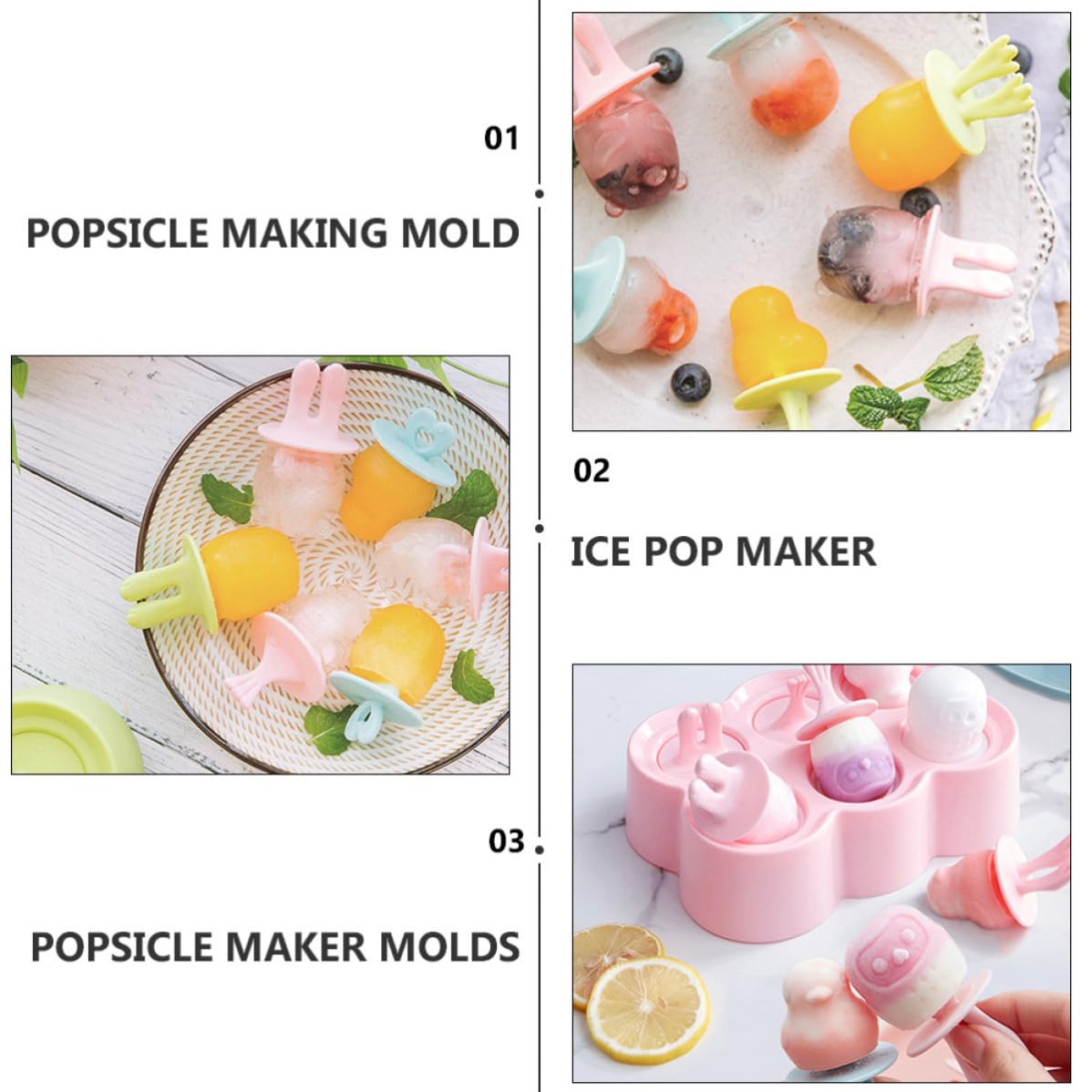 TOYANDONA Moules à Glace en Silicone 4 Pièces Forme Animale Réutilisables pour Fabrication DIY Pratique et Rangement Facile