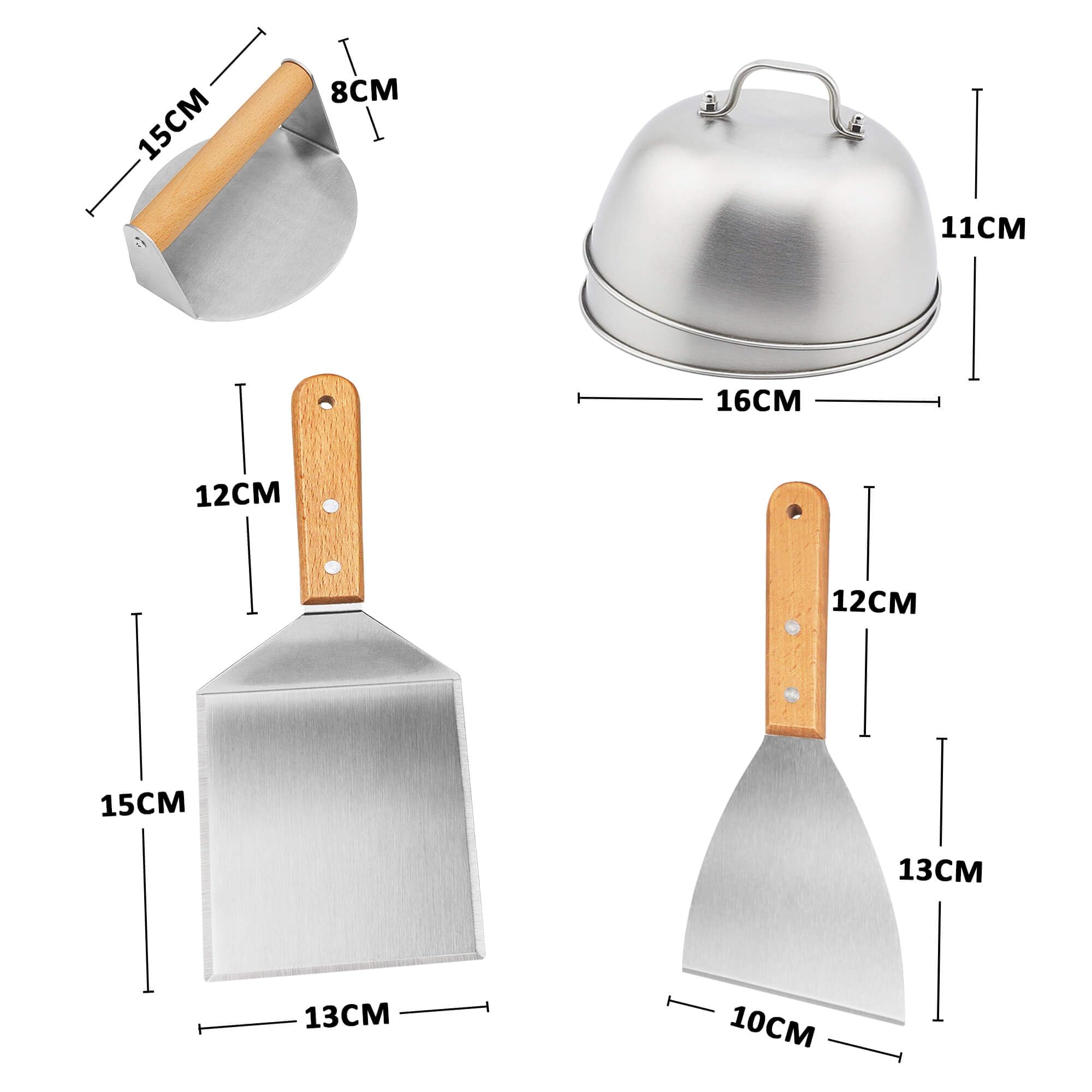 5-delige hamburgerset, grillspatel, roestvrij staal, burger smasher 5-delige hamburgerset, grillspatel, roestvrij staal, burger smasher