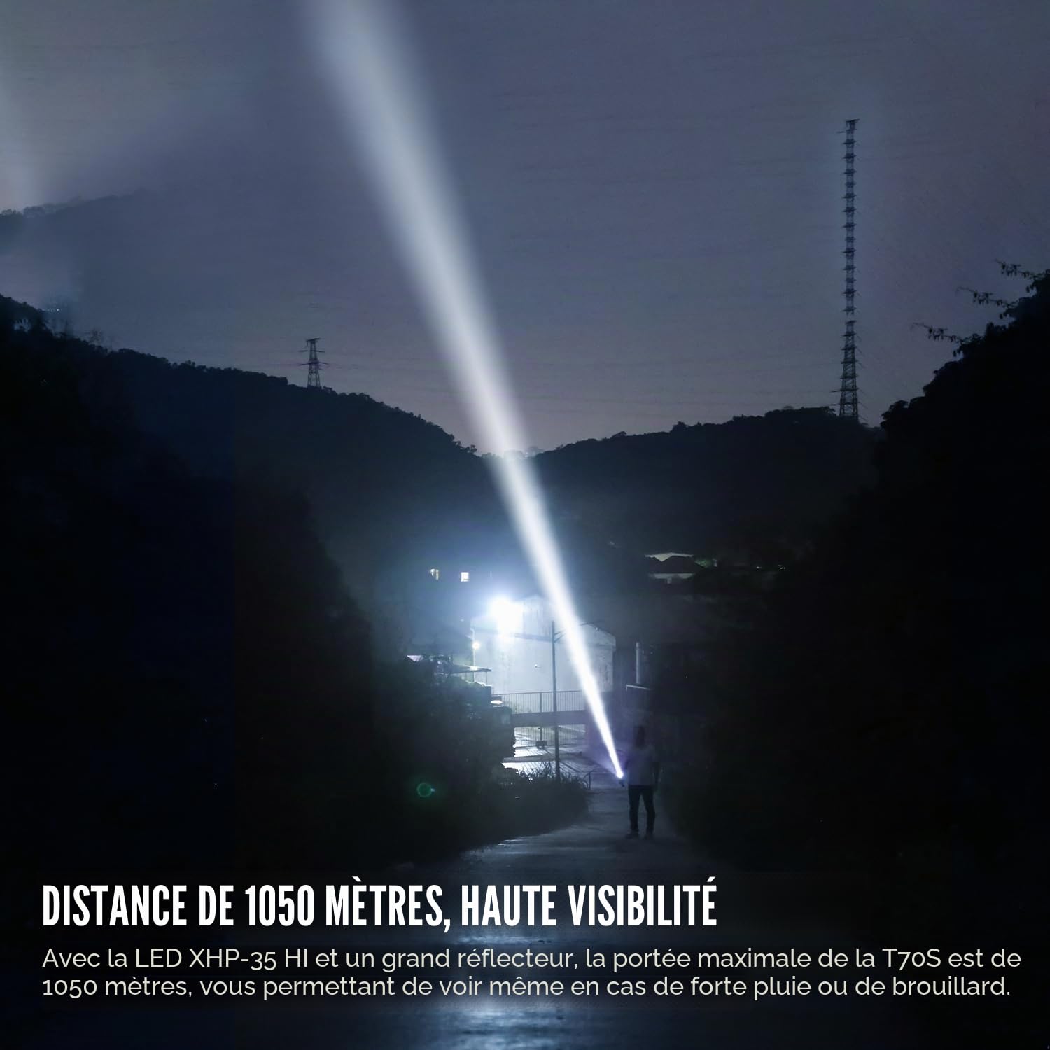 TrustFire T70S Kit Lampe Tactique, Lampe de Poche LED, 2350 Lumens Haute Puissance, Rechargeable, Longue Portée 1050m, IPX8, Idéale pour la Chasse, la Recherche et le Secours, le Camping, Randonnée