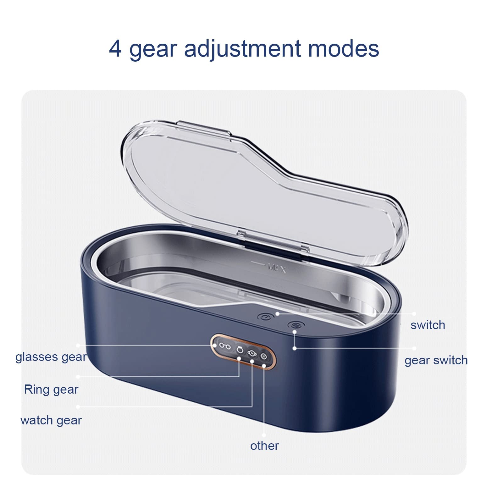 Limpiador ultrasónico Máquina de Limpieza de Gafas Limpiador automático, Limpiador de Joyas para el hogar de 450 ml para Diamantes de Plata y Oro, Tanque Interno de Acero inoxidabl